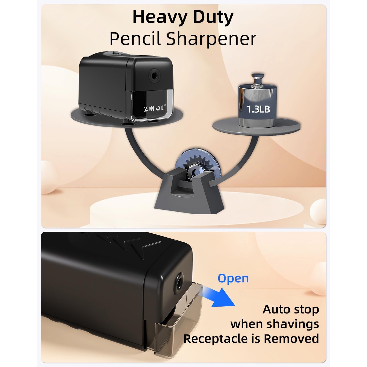 Electric Pencil Sharpener, Heavy Duty Classroom Sharpener for Colored Pencils, Auto Stop/3 Modes Optional/Super Sharp and Fast