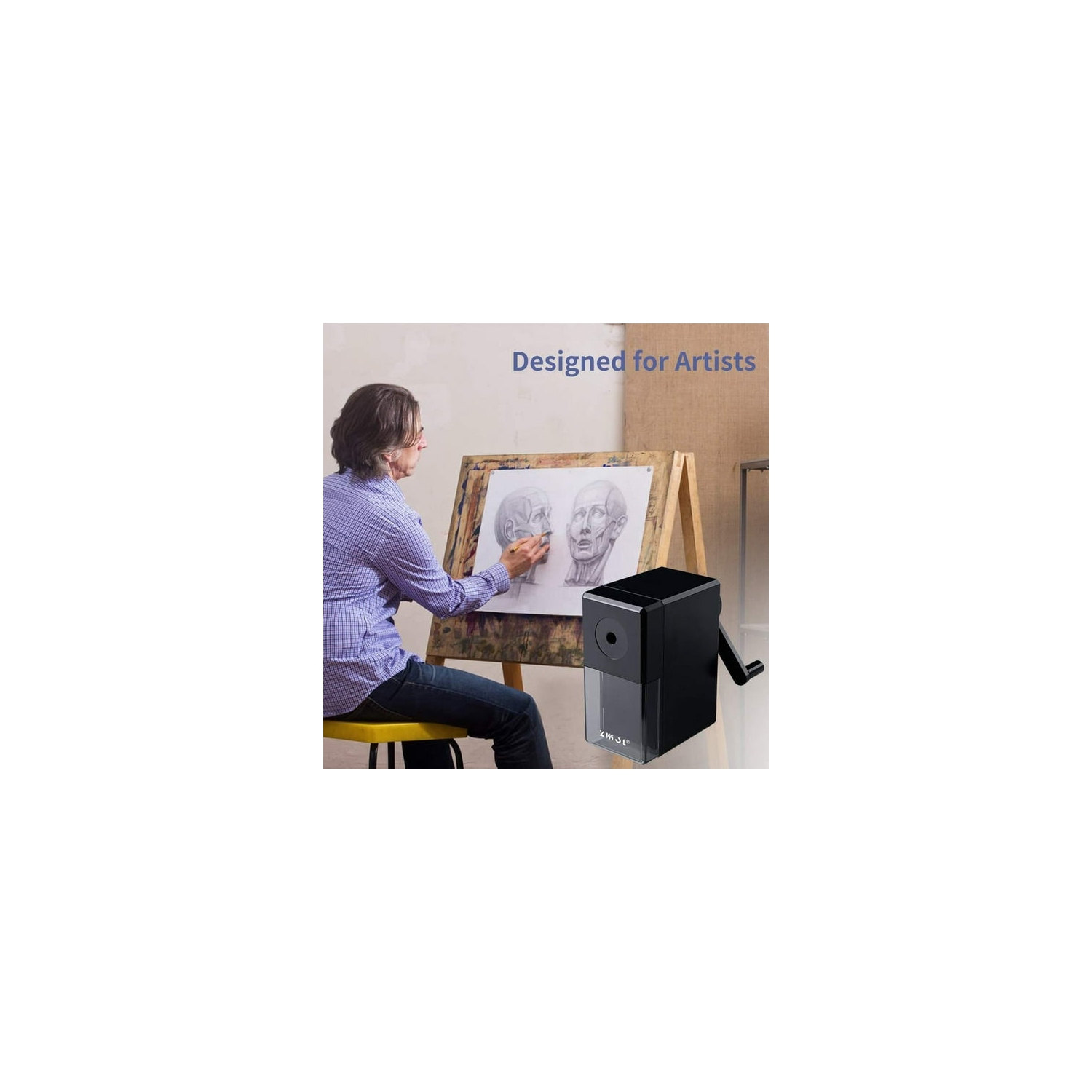 Taille-crayon pour croquis, taille-crayon à manivelle à la main, taille-crayon d'art