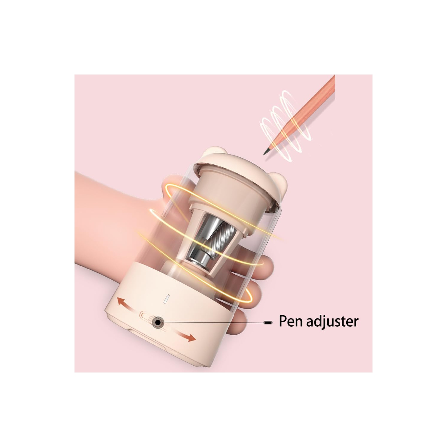 Electric Pencil Sharpener, Fully Automatic Pencil Sharpener, Rechargeable Pencil Sharpener for 0.255-0.315 Inch Colored Pencils - Light Apricot