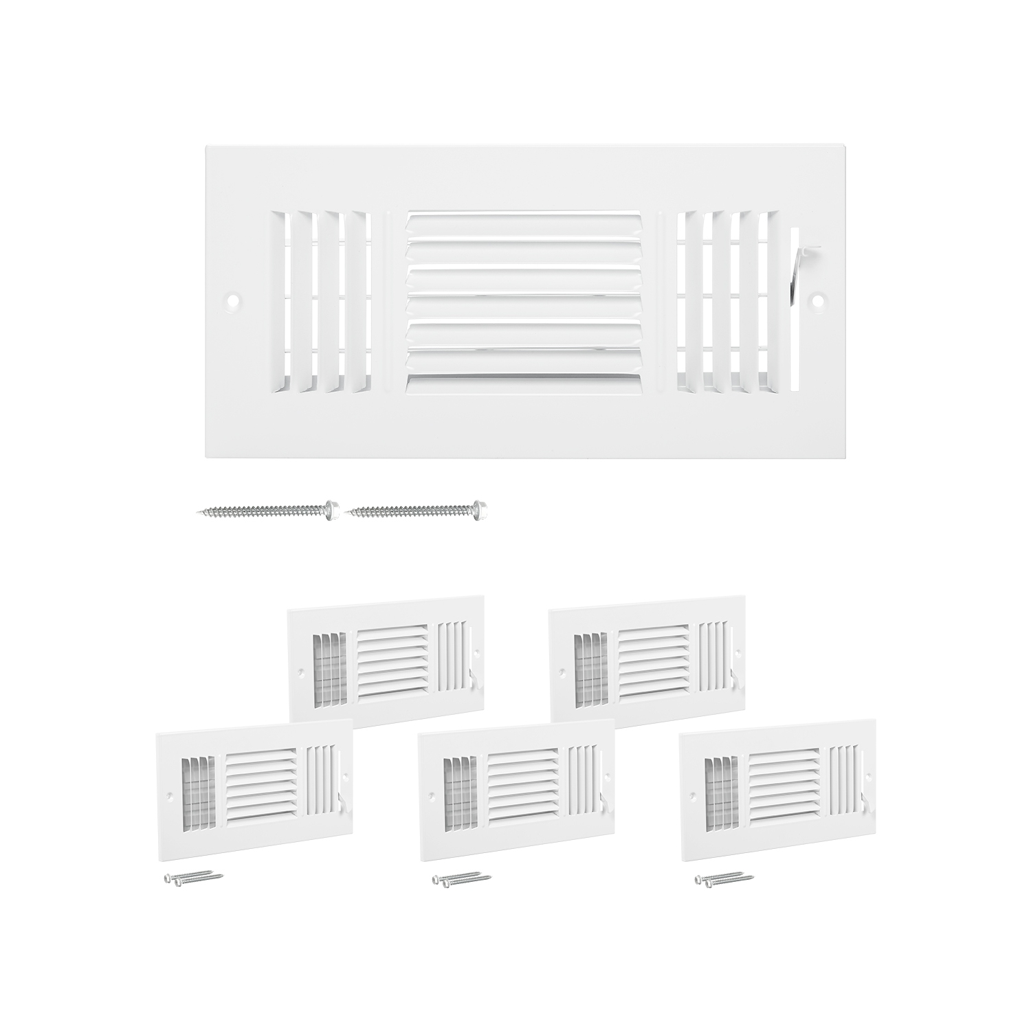 Registres de plancher VEVOR de 4 x 10&nbsp;po, 6 évents de plancher, grilles de ventilation en fer à 3 directions pour la maison, déflecteur