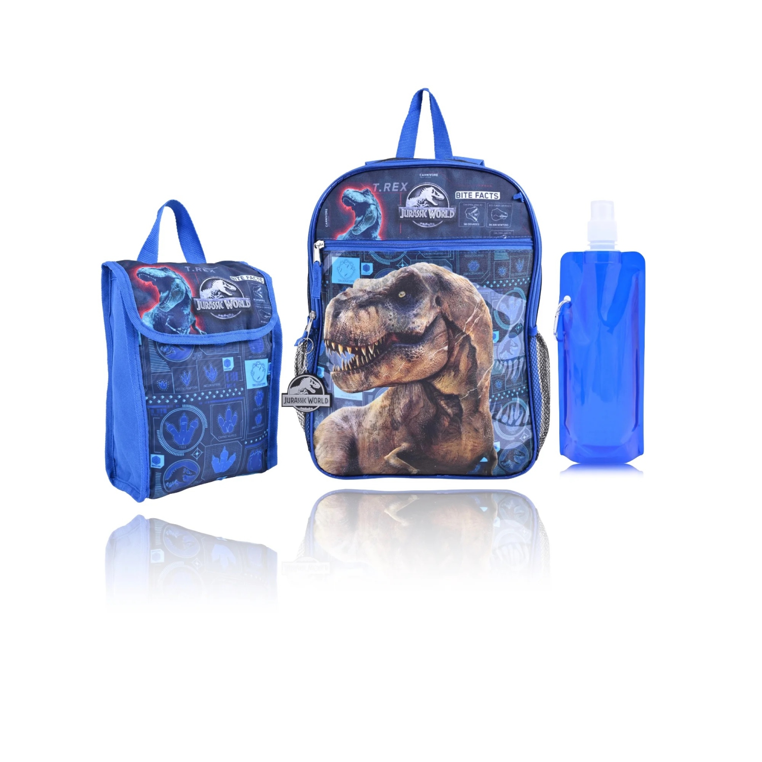 Ensemble de 5 pièces avec sac à dos Jurassic World d'Universal Studio - Sac à dos d'école bleu