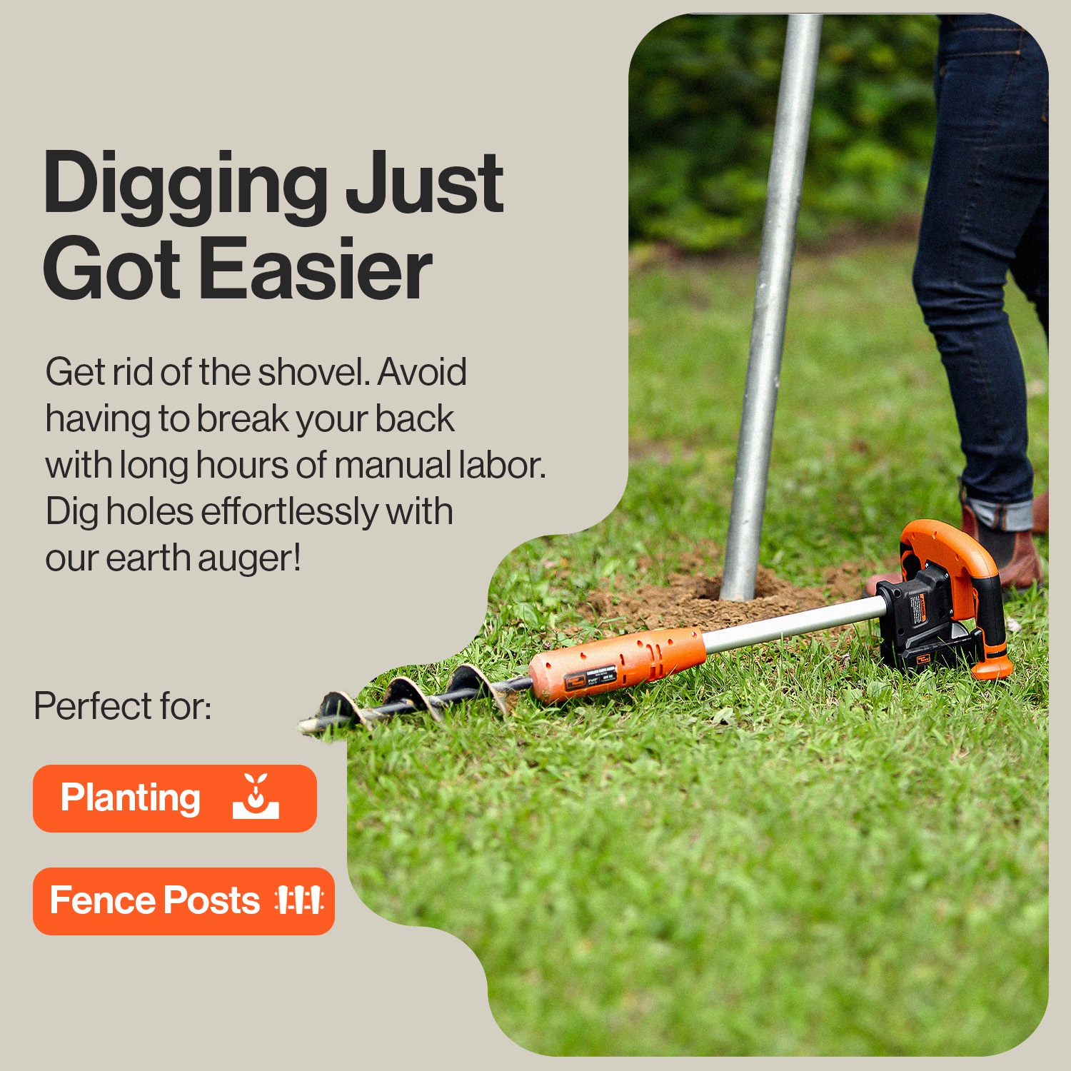 SuperHandy Earth Auger Electric Power Head