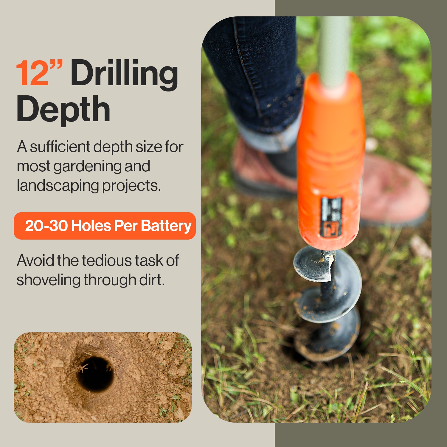 SuperHandy Earth Auger Electric Power Head