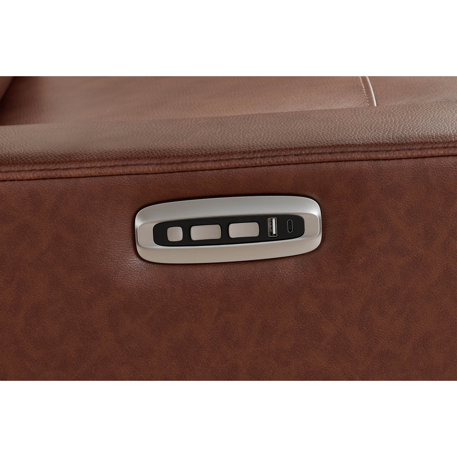 Valencia – Fauteuil coulissant inclinable électrique pivotant en cuir de surface Laisha, brun foncé