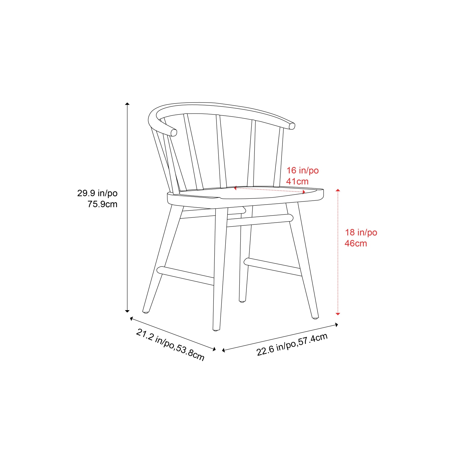 Valencia – Chaise de salle à manger en bois Lauryn, noir