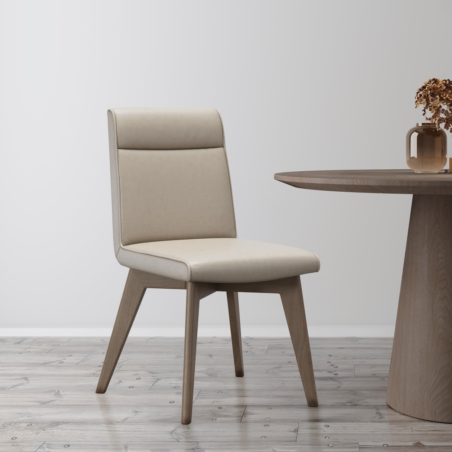 Valencia – Chaise de salle à manger en cuir Aileen, beige