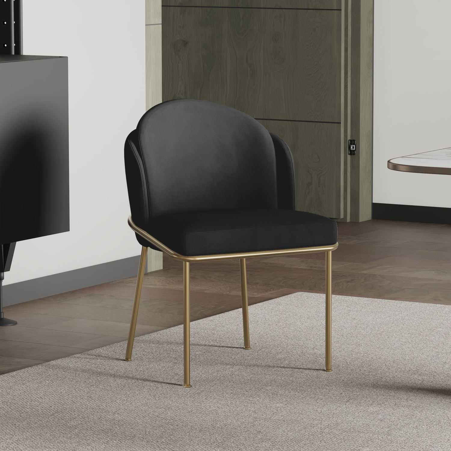 Valencia – Chaise de salle à manger en velours Alexander, noir