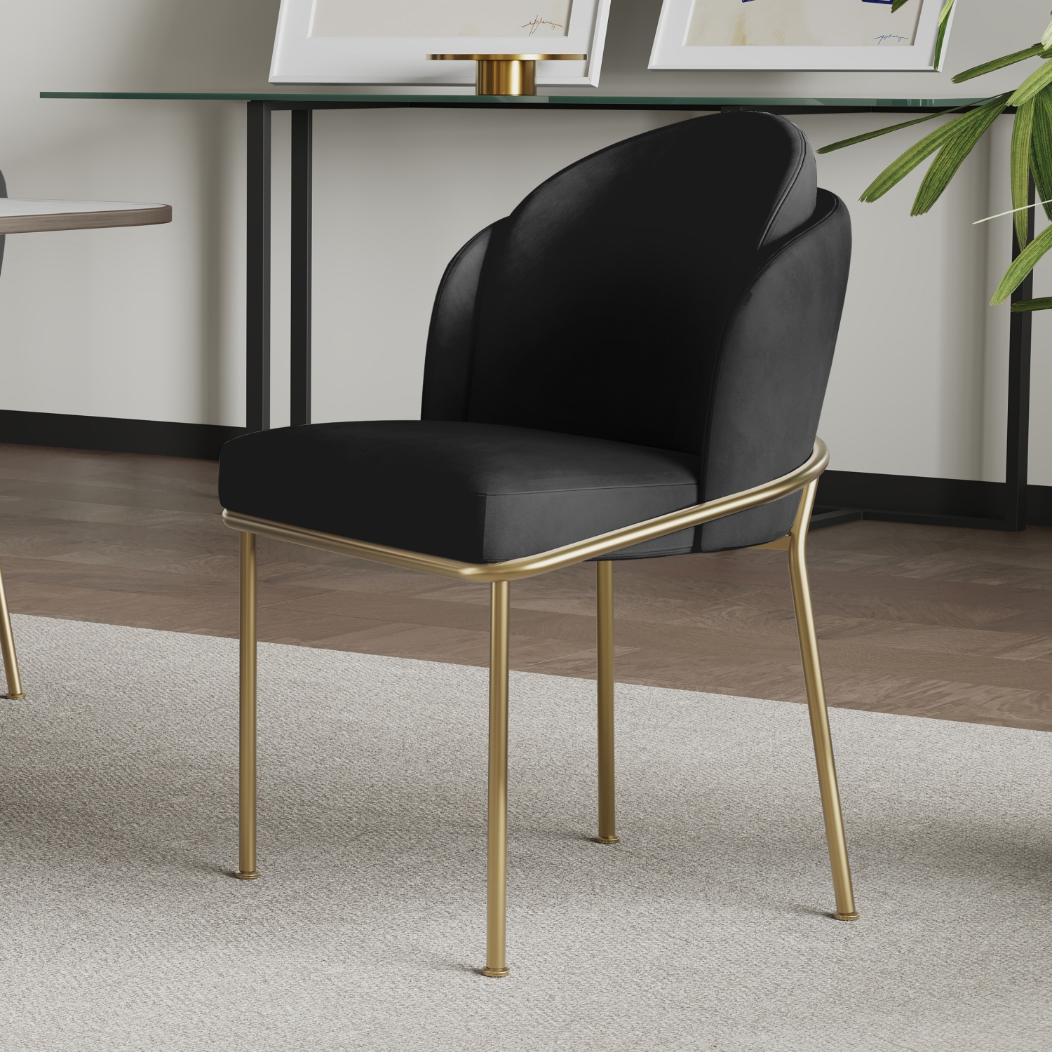 Valencia – Chaise de salle à manger en velours Alexander, noir