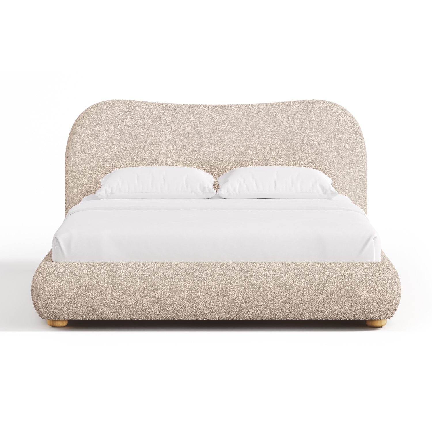Valencia – Cadre de très grand lit recouvert de tissu Etta, beige