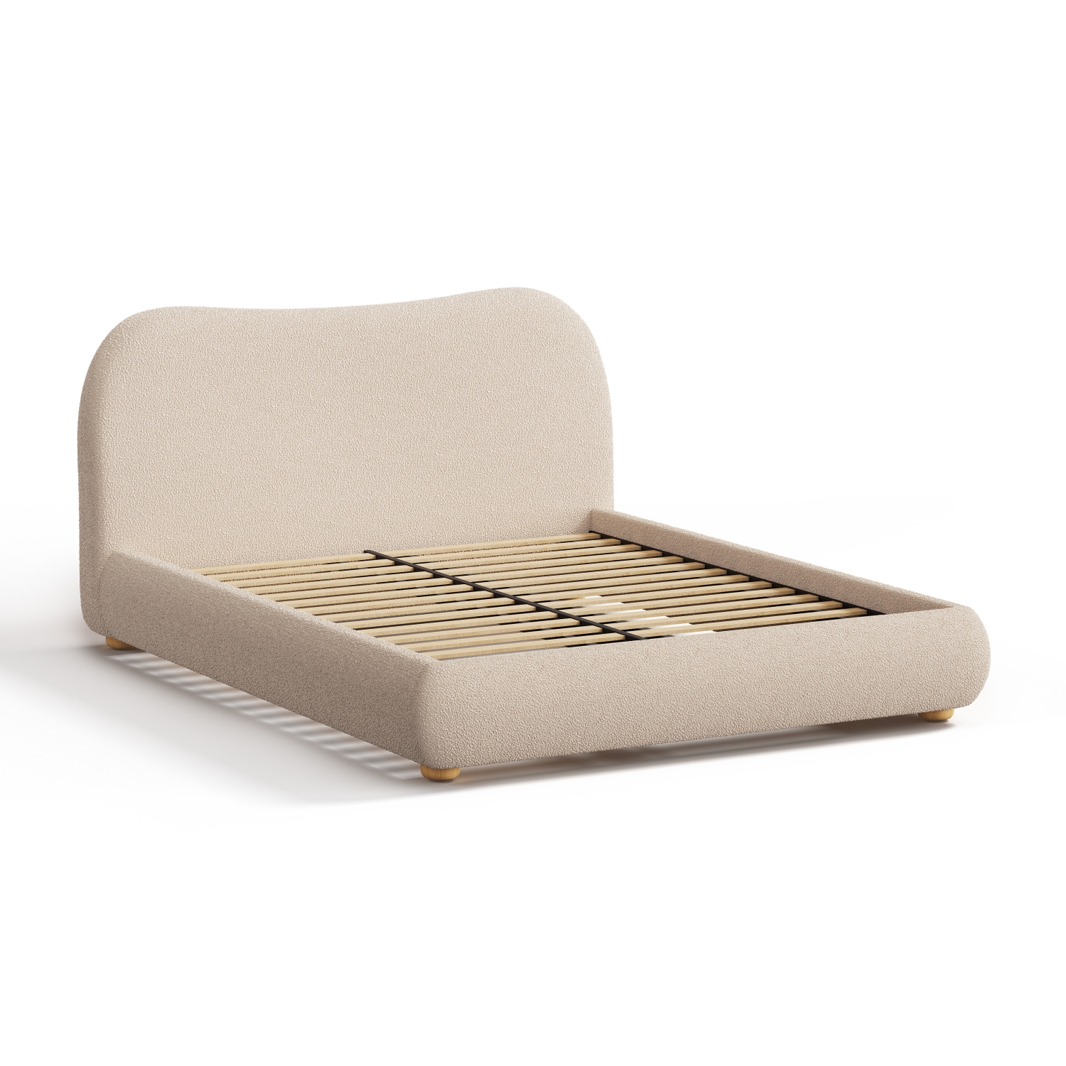 Valencia – Cadre de très grand lit recouvert de tissu Etta, beige