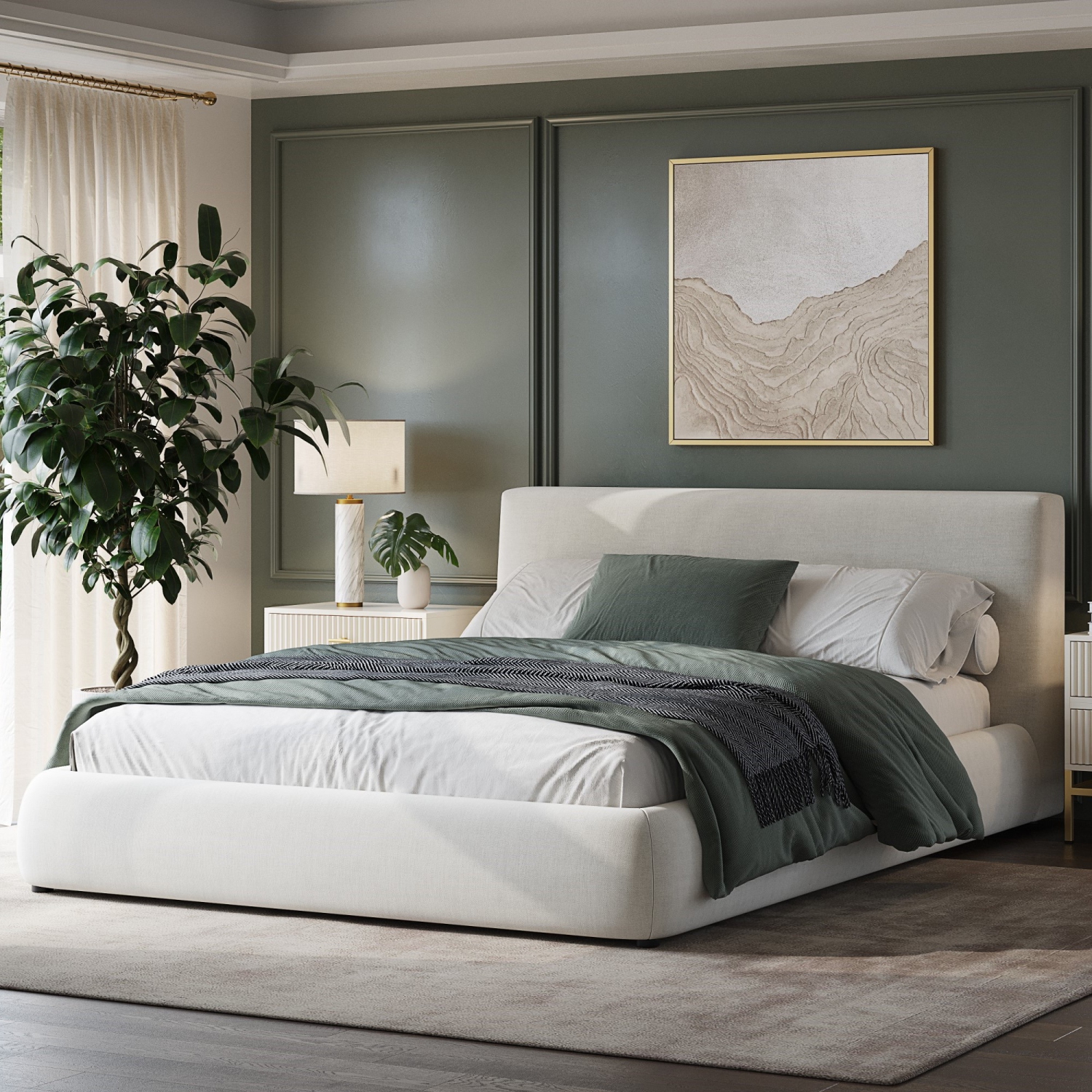 Valencia Aubrey King Size Bed Frame, Light Grey