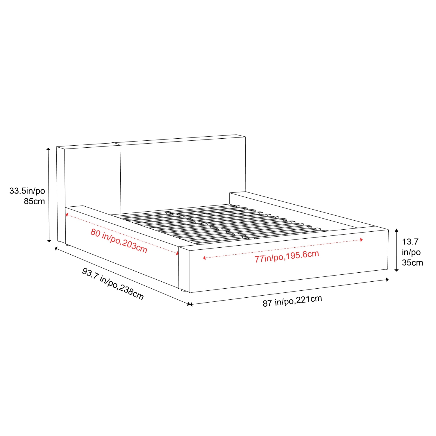 Valencia Luisa Fabric King Bed Frame, Grey