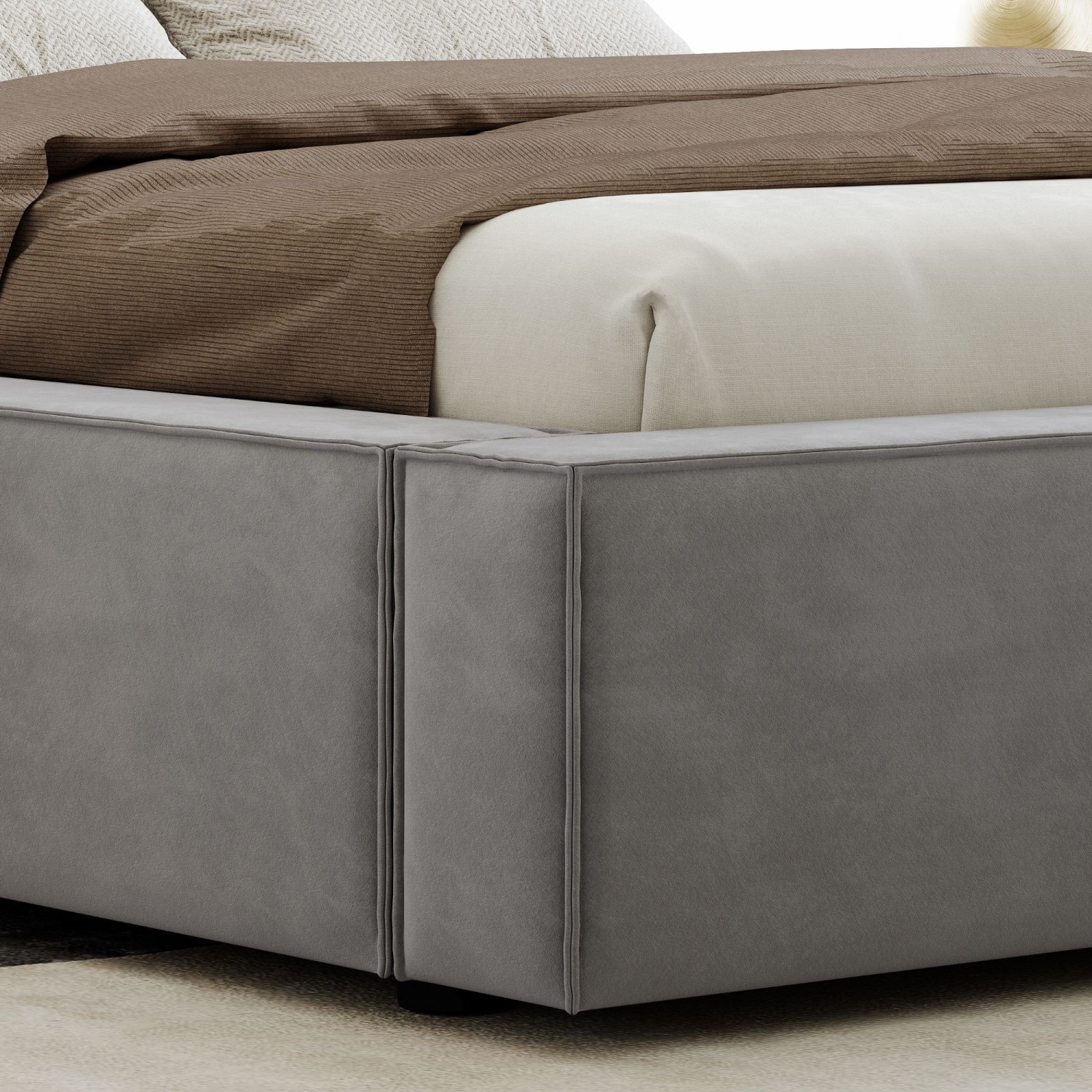 Valencia Luisa Fabric King Bed Frame, Grey