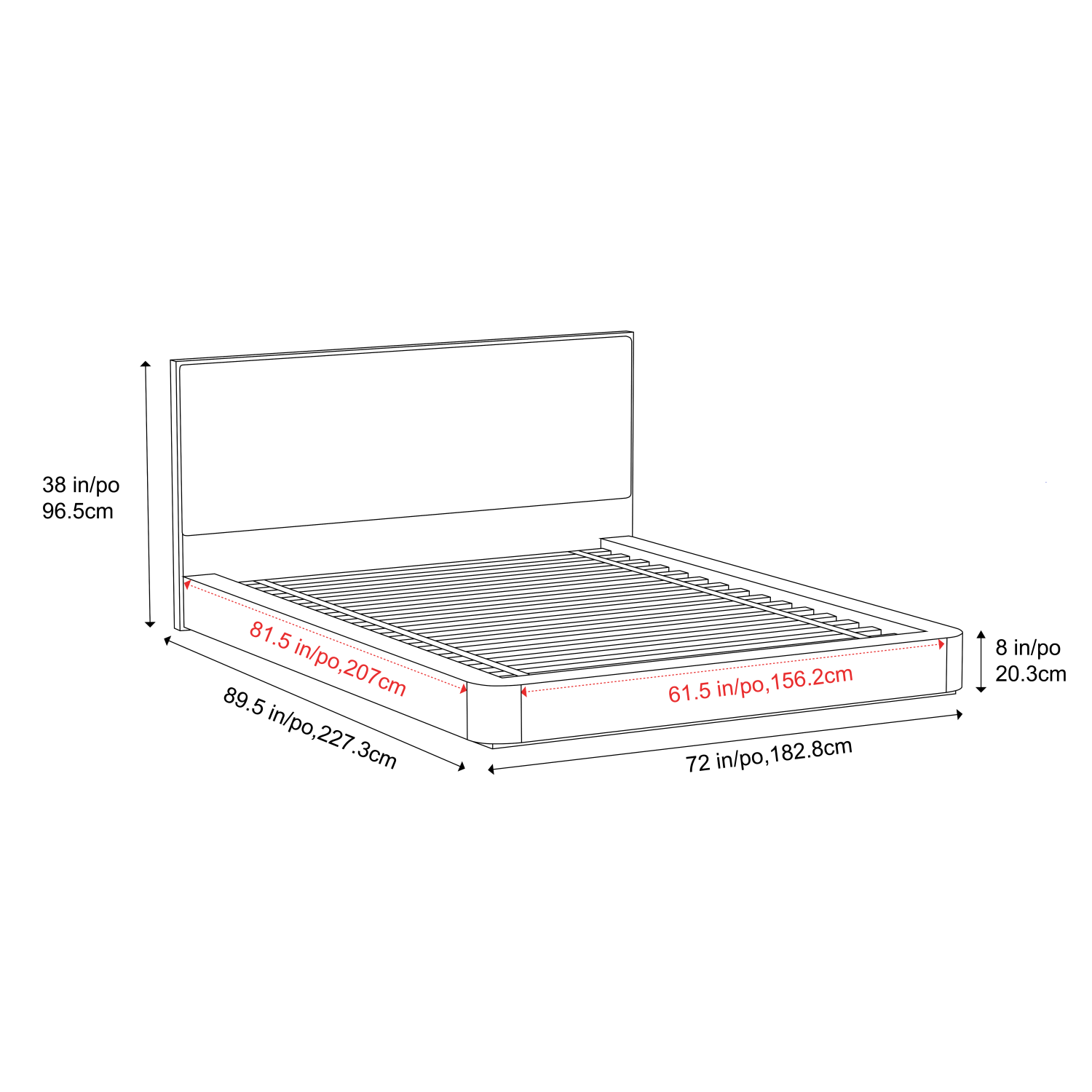 Valencia – Cadre de grand lit Gianna, bois de noyer naturel