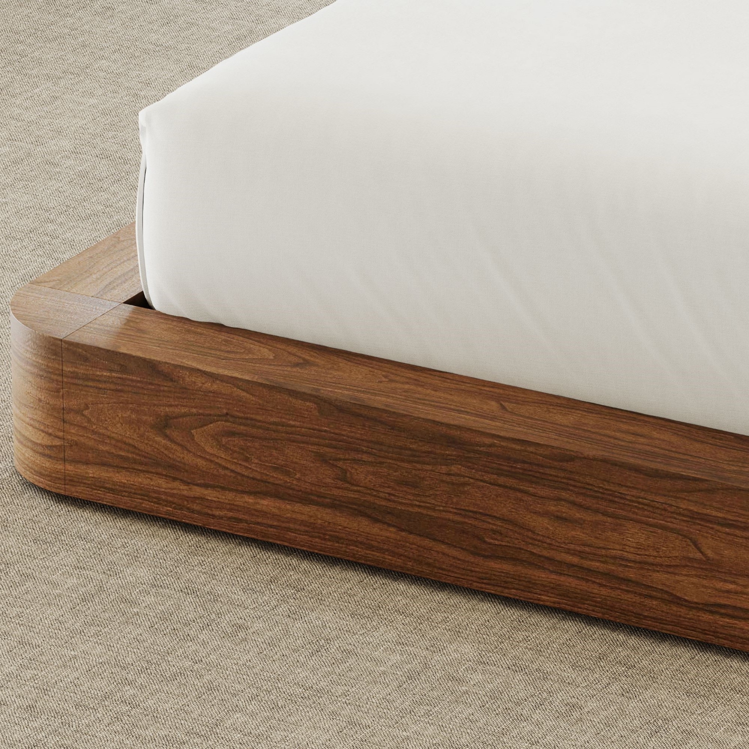 Valencia – Cadre de grand lit Gianna, bois de noyer naturel