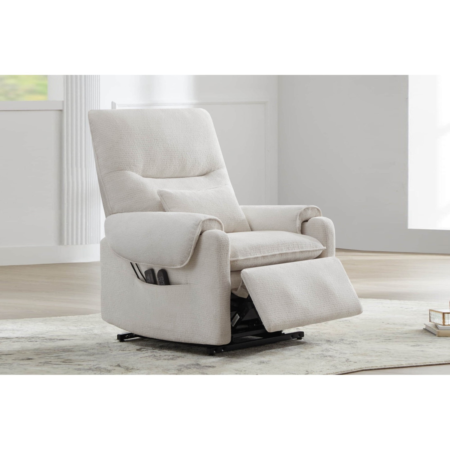 Valencia – Fauteuil inclinable électrique en tissu Performance Xander, beige