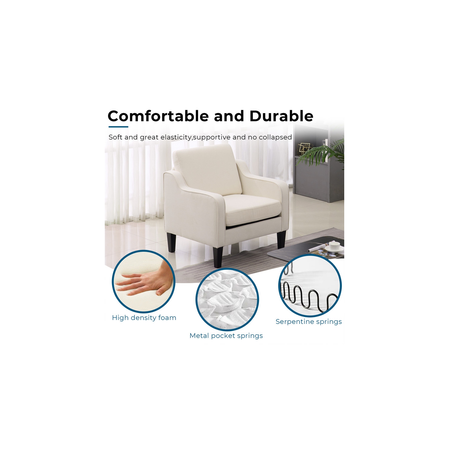 Fauteuil d'appoint contemporain en coton et lin de Karl Home pour salon beige