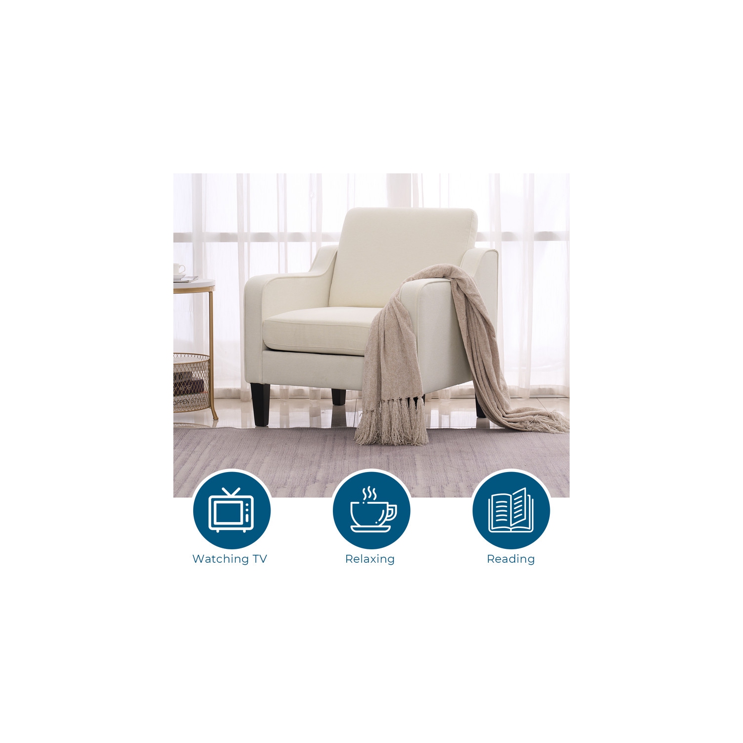Fauteuil d'appoint contemporain en coton et lin de Karl Home pour salon beige