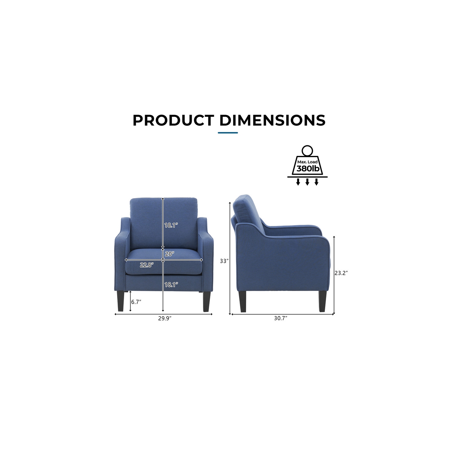 Karl Home Cotton And Linen Contemporary Accent Chair Armchair For Living Room Blue