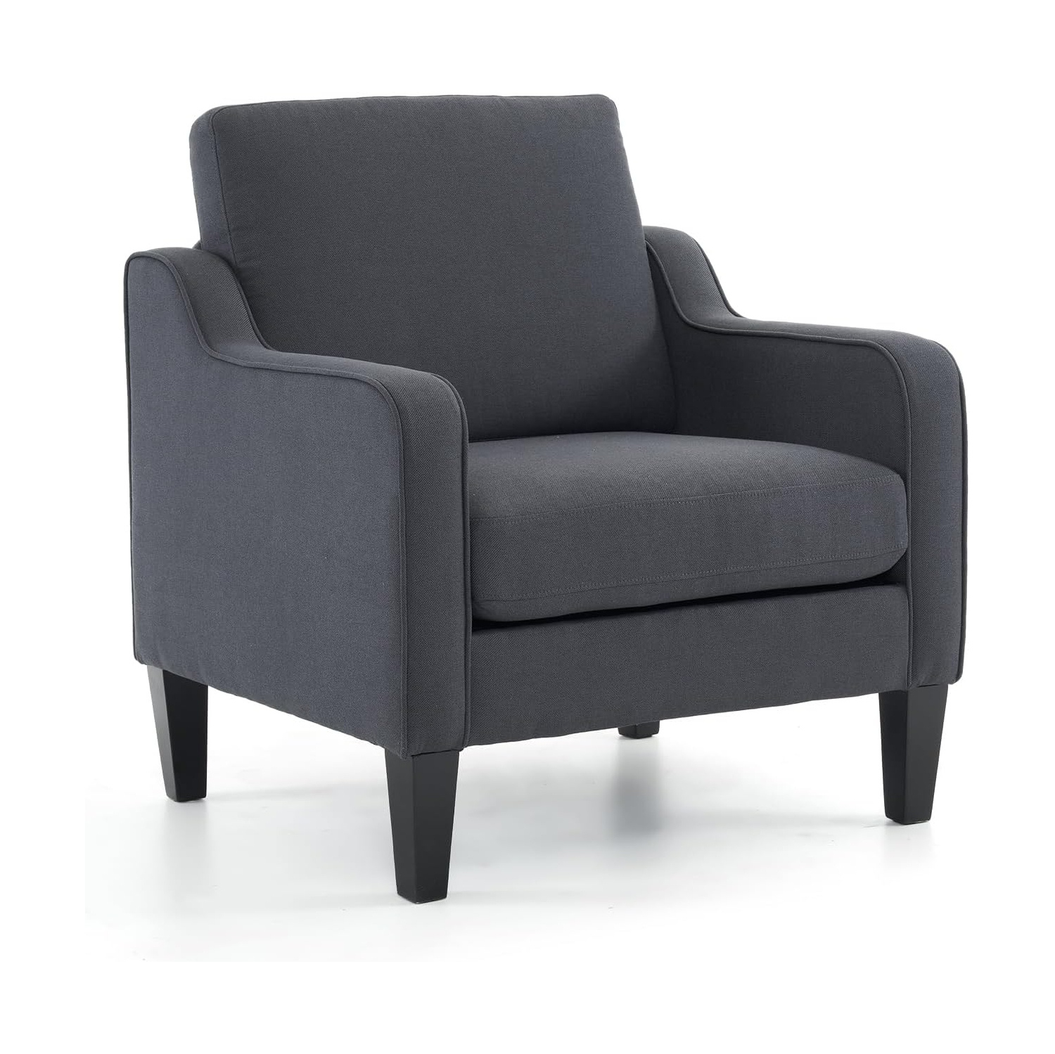 Karl Home Cotton And Linen Contemporary Accent Chair Armchair For Living Room Dark Grey