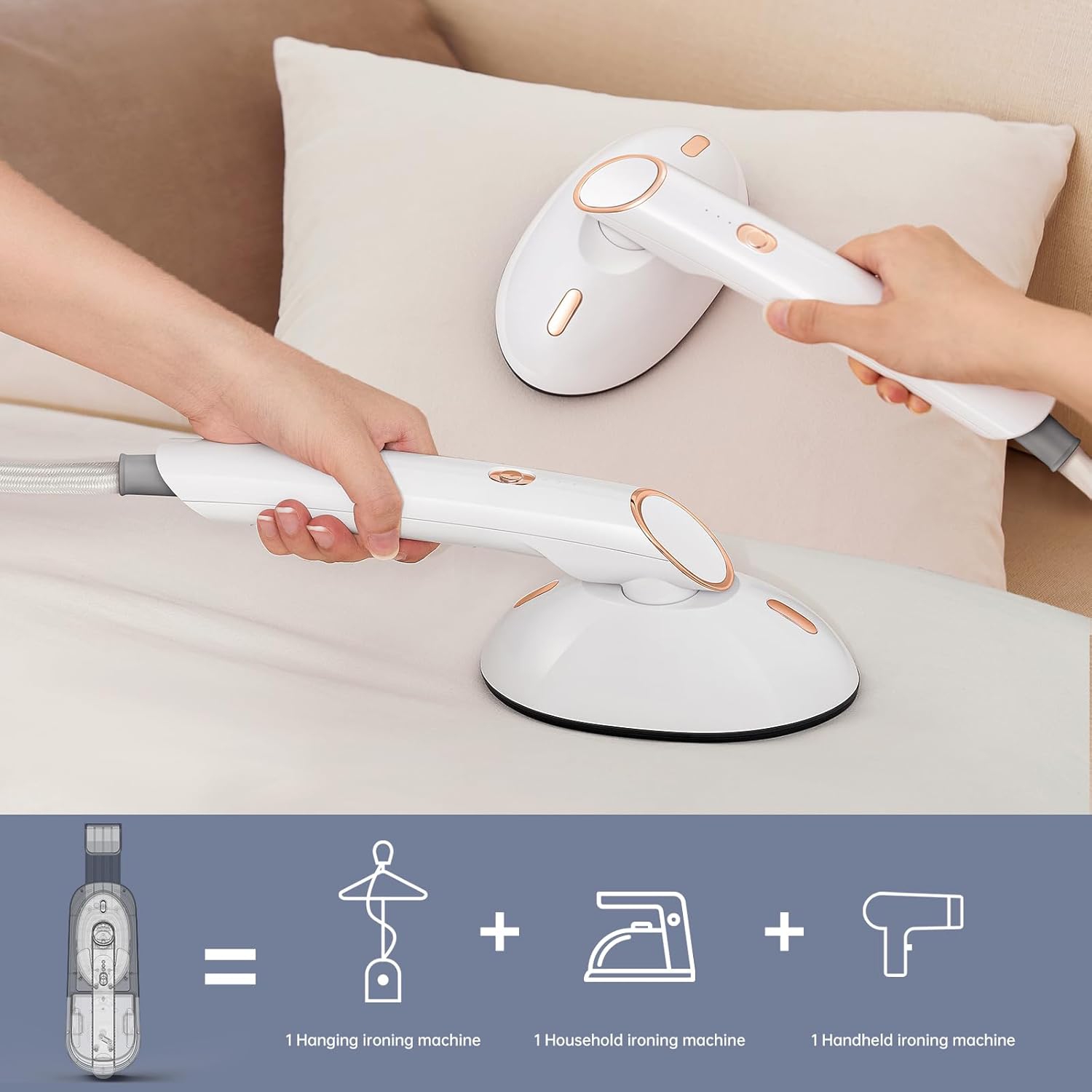 Défroisseur à vapeur Pretty Moment 1500&nbsp;W – Fer à repasser à grande surface, réservoir d'eau 400&nbsp;ml amovible, chauffe-eau rapide,