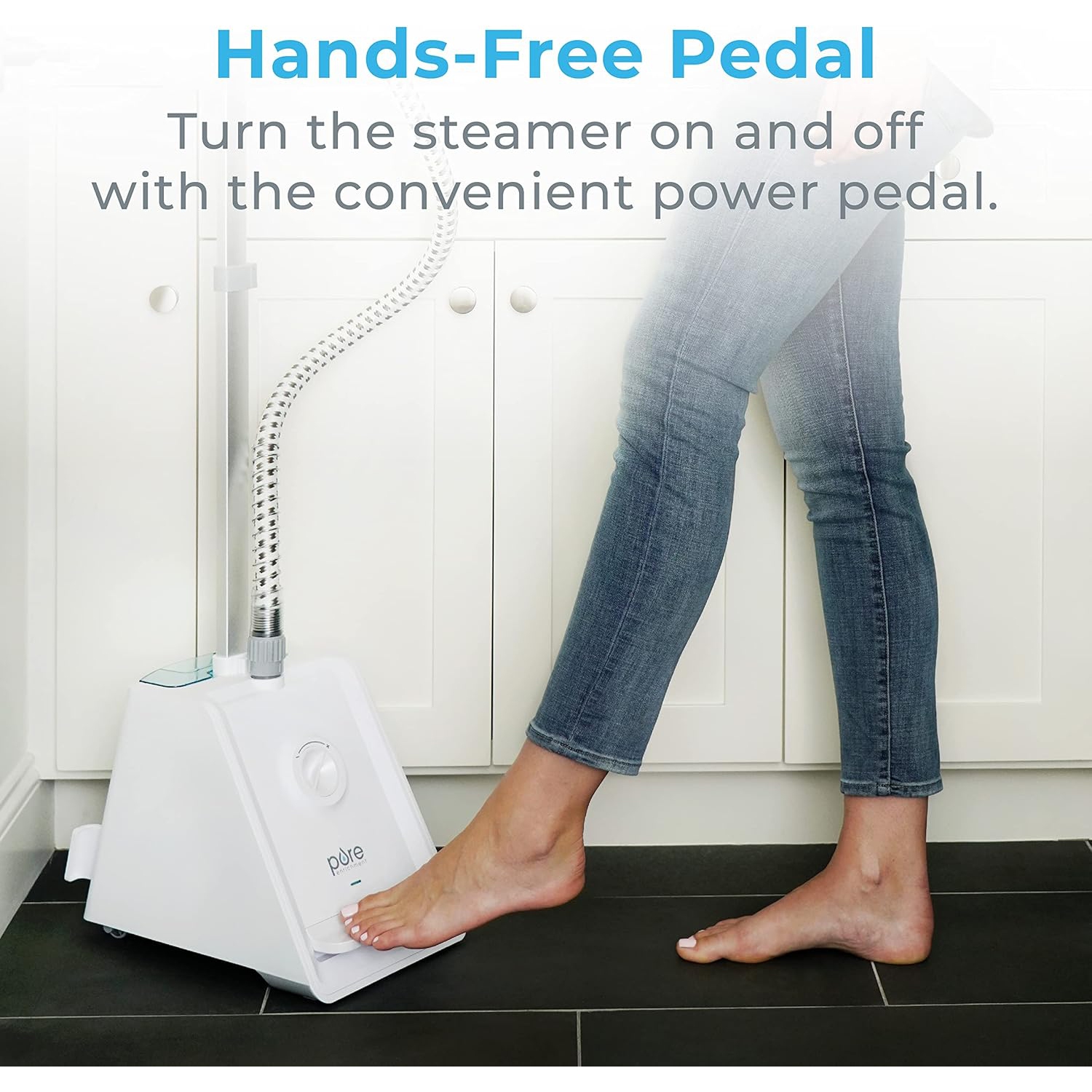 Pure Enrichment PureSteam Pro Upright Clothes Steamer - 1500W Pedal-Powered Garment Steamer with 2L Tank, 4 Heat Levels, 45s Heat-Up Time