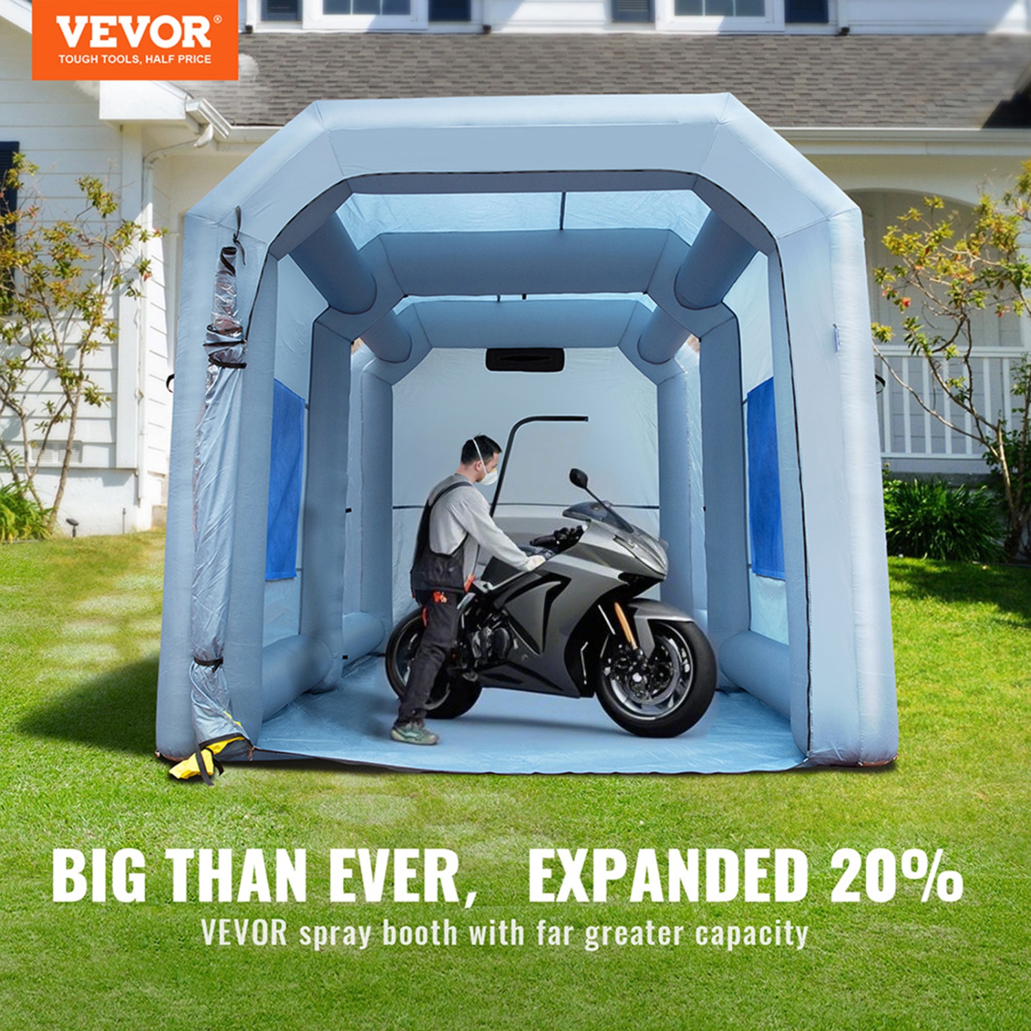 VEVOR 13x10x9ft Inflatable Paint Booth, Inflatable Spray Booth, 950W High Powerful Blower Spray Booth Tent, Car Paint Tent Air Filter System for Car