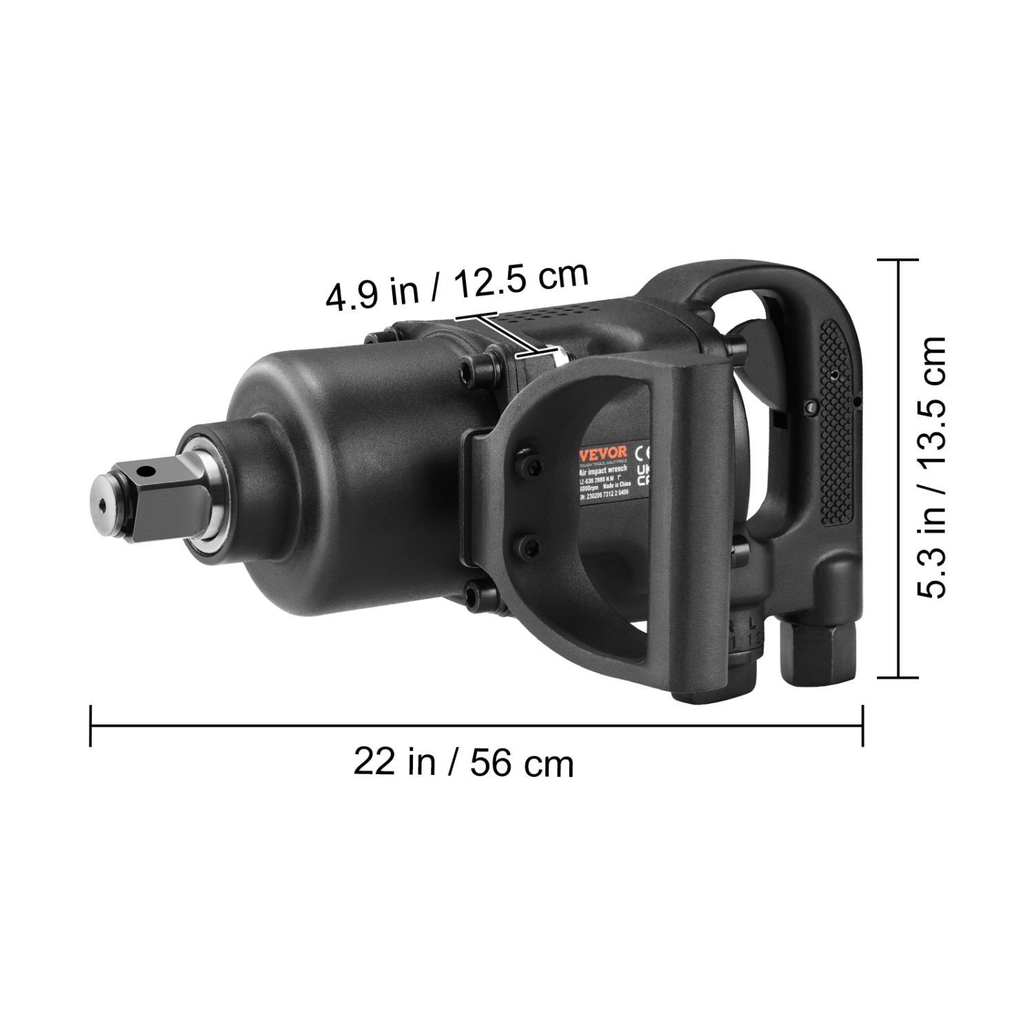 VEVOR Inch Air Impact Wrench, Up to 2730 ft-lbs Reverse Torque