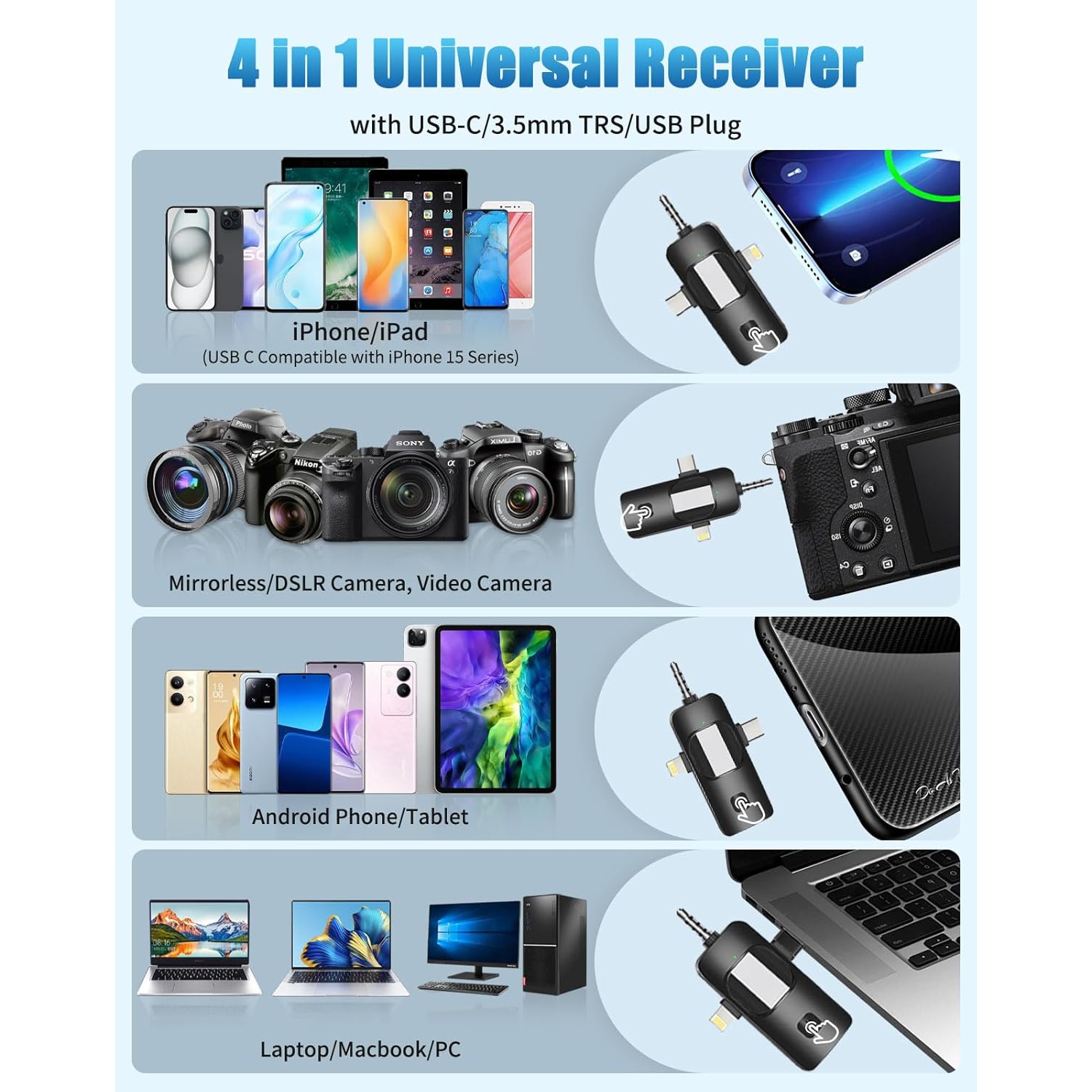 Micro-cravate sans fil pour Android/iPhone/ordinateur/portable, mini micros professionnels pour enregistrement vidéo Entrevue Conférence