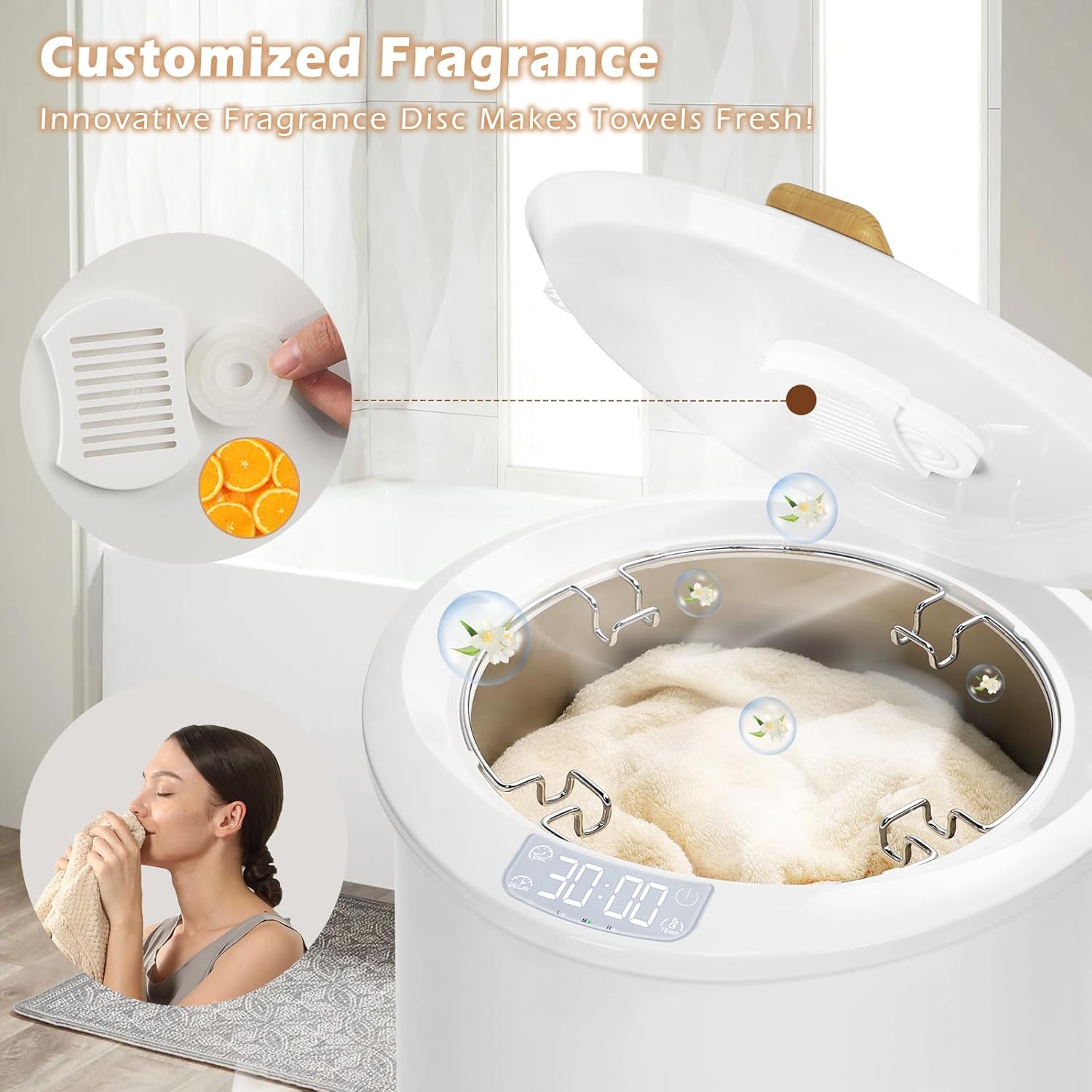 Keenray Upgraded Towel Warmer Bucket, Large Towel Warmer with 3 Heating Modes, Heat Time 30/45/60/90 Min Adjustable and Up to 24 Hour Delay Timer,