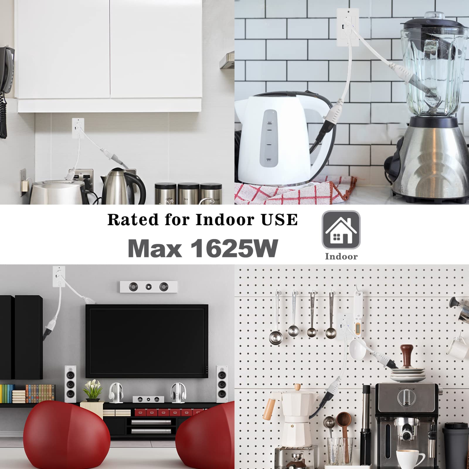 3 Pack Short Power Extension Cord 6inch - Mini Indoor Grounded Extension Cord,16AWG Small Electrical AC Household Extension Cord for Outlet Saver,