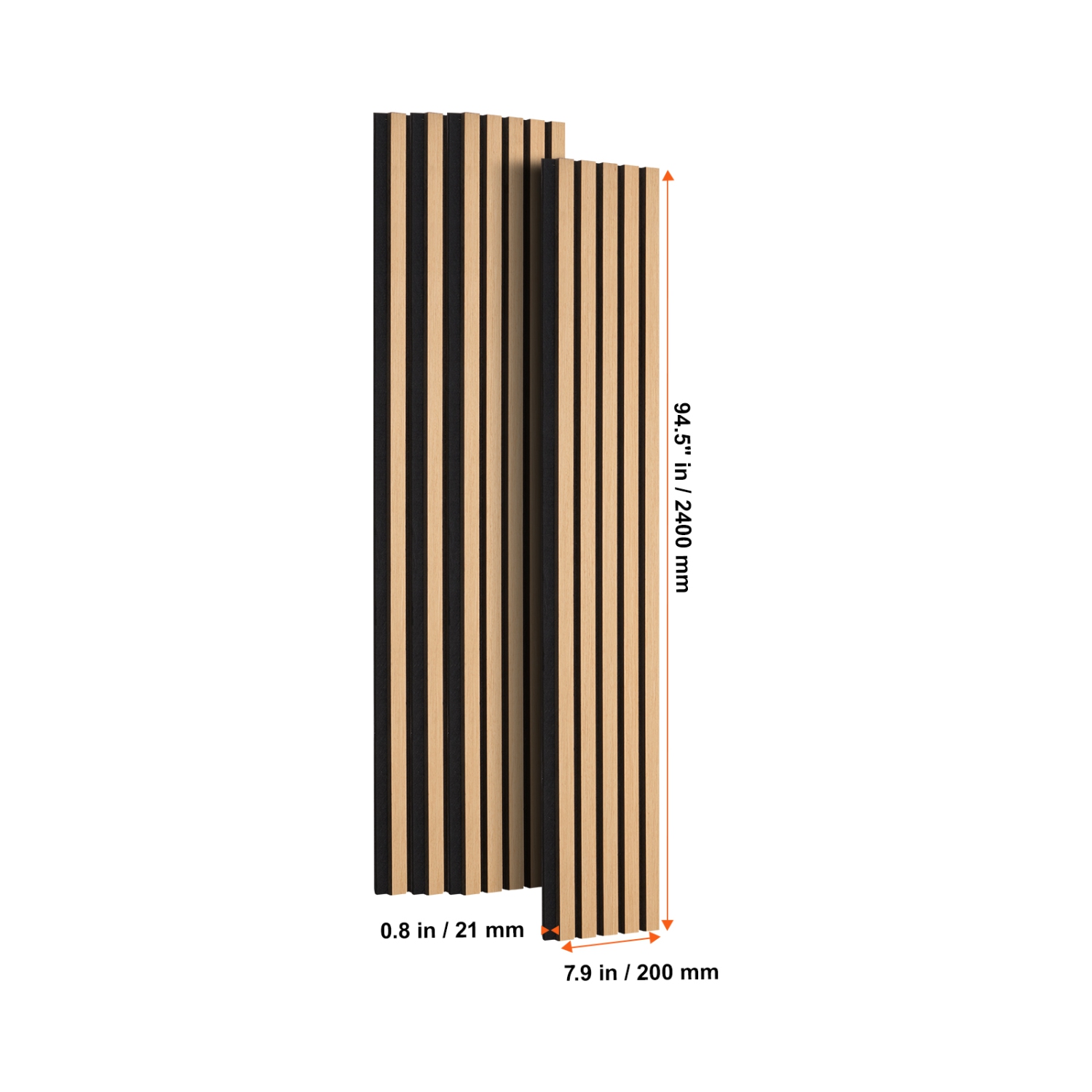 VEVOR 7.9 x 94.5 inch Wood Slat Acoustic Panels, MDF Accent Wooden Wall Panels for Modern Interior Wall Decor, Faux Wood Wall Board Panels for Noise