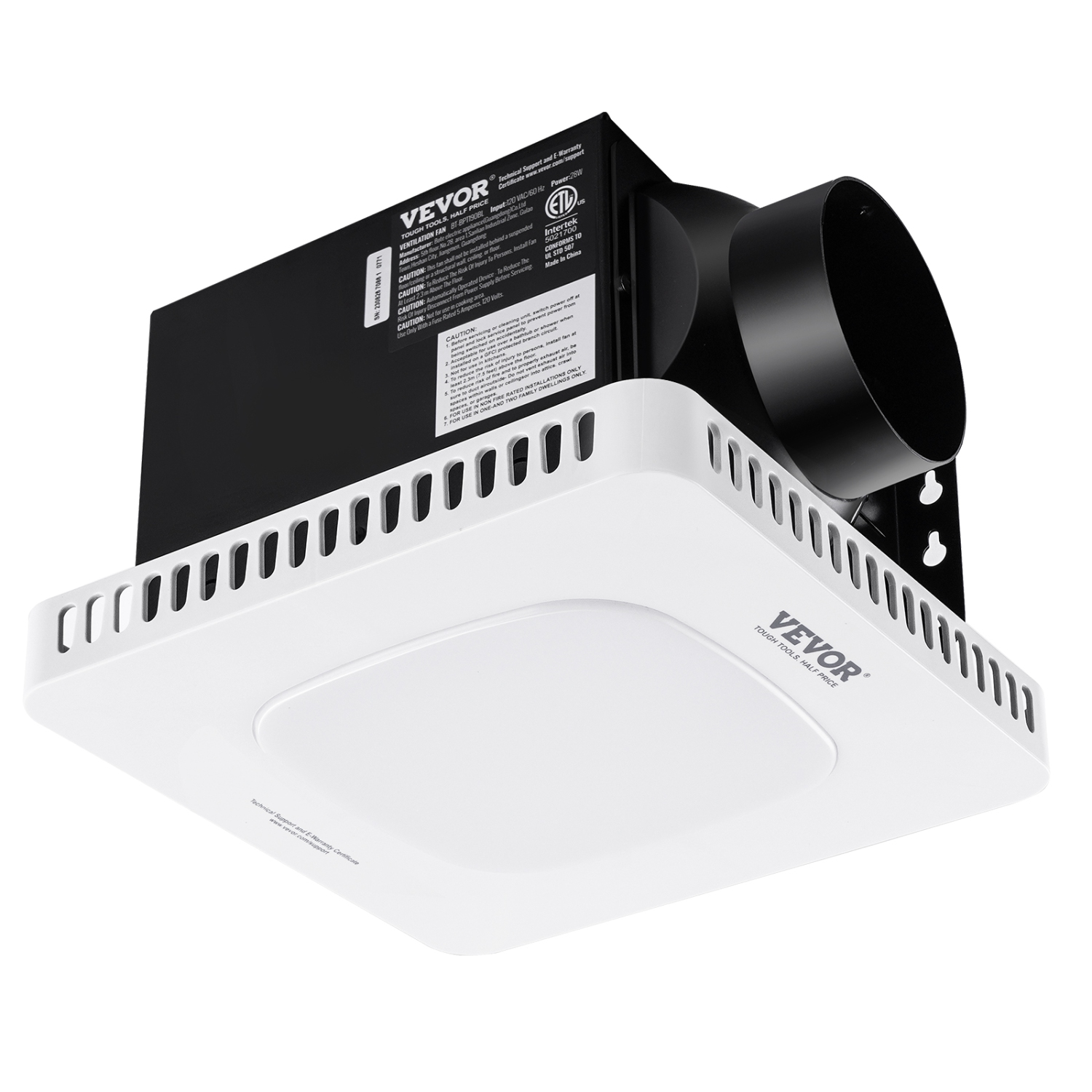 VEVOR 110 CFM Bathroom Exhaust Fan, High-Efficiency Ventilation, 1.5sones Low Noise Operation All-Copper Motor, Energy-Saving Bathroom Ceiling Fan,
