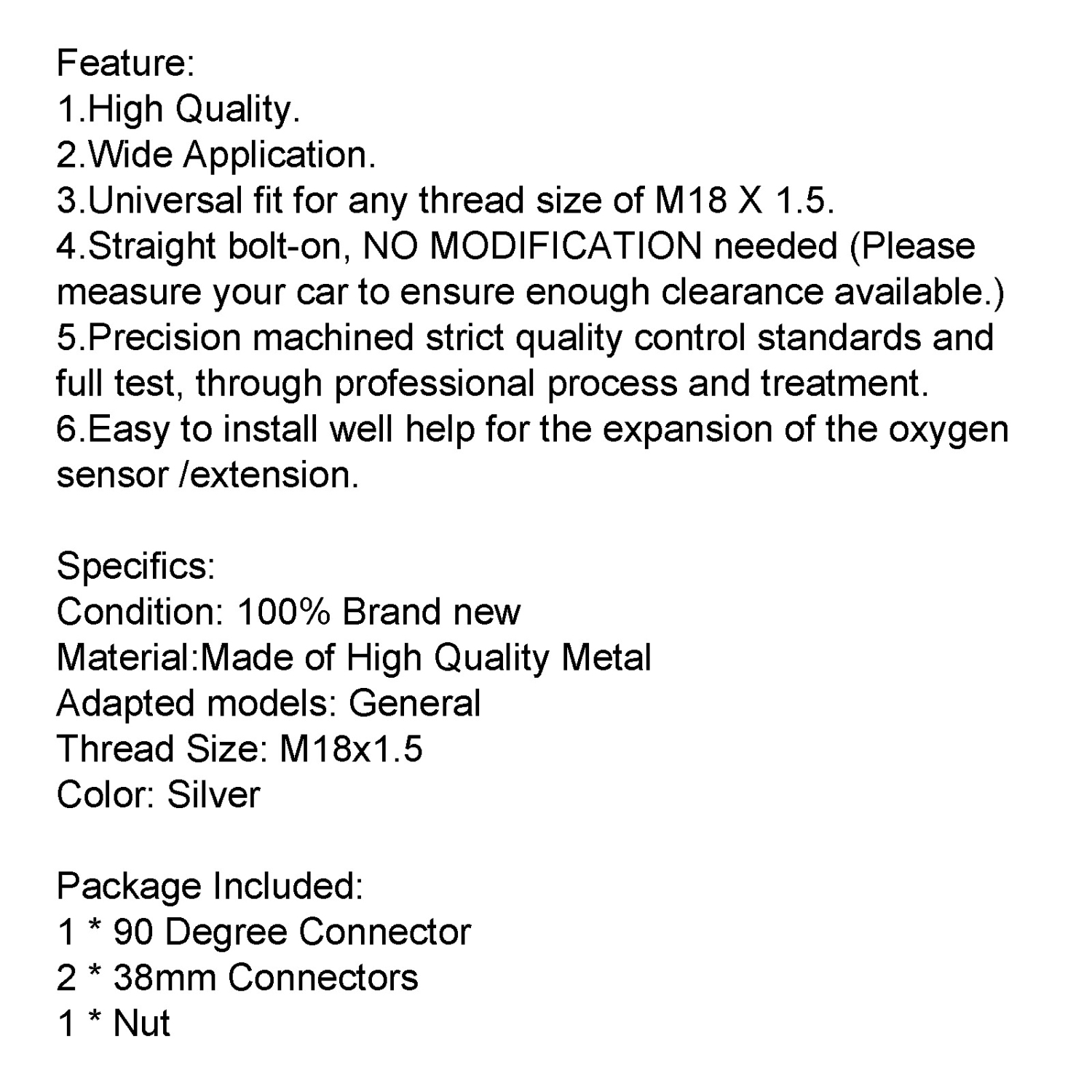 O2 Oxygen Spacer Sensor Angled Extender 90 Degrees 02 Bung Extension M18 X 1.5