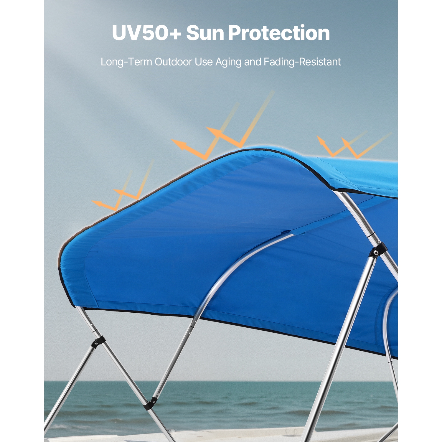 VEVOR 4 Bow Boat Bimini Tops, 600D Polyester Canopy, Waterproof & Sun Protection Boat Awning Canopy with Storage Bag, Bimini Top Replacement,