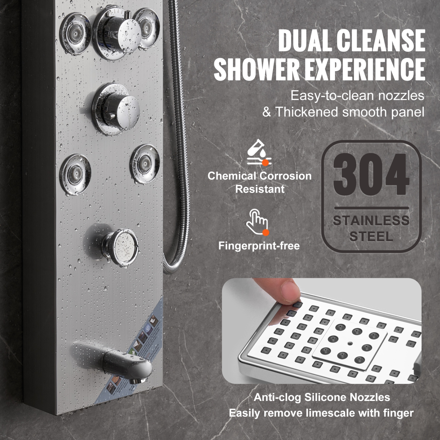 VEVOR Shower Panel System, 6 Shower Modes, LED & Screen Hydroelectricity Shower Panel Tower, Rainfall, Waterfall, 8 Massage Jets, Tub Spout,