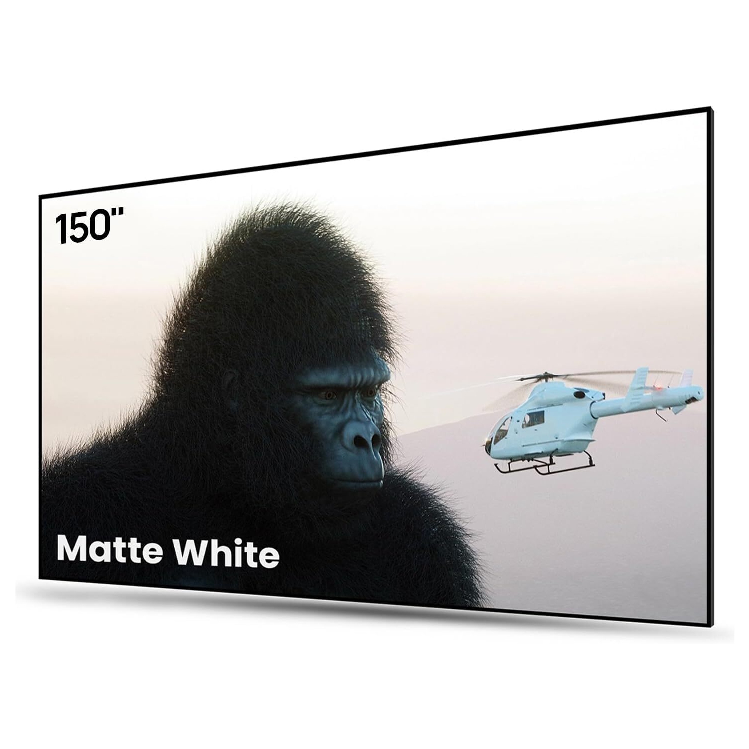 AWOL Vision – Écran de projection fixe de 150&nbsp;po, 3D actif UHD 4K/8K compatible avec les projecteurs standard, à courte focale et UST – Blanc mat