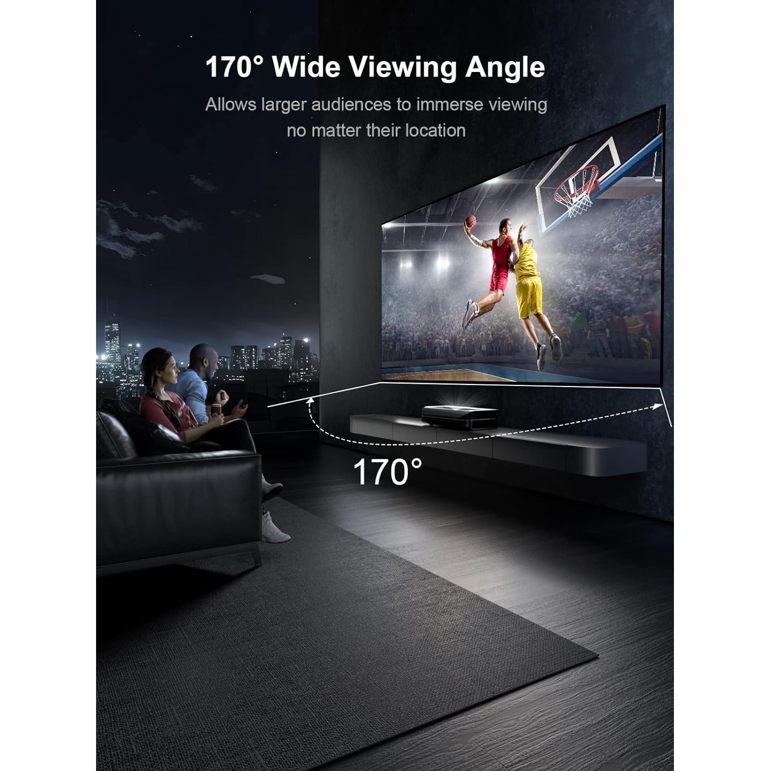 AWOL Vision – Écran de projection fixe de 150&nbsp;po, 3D actif UHD 4K/8K compatible avec les projecteurs standard, à courte focale et UST – Blanc mat