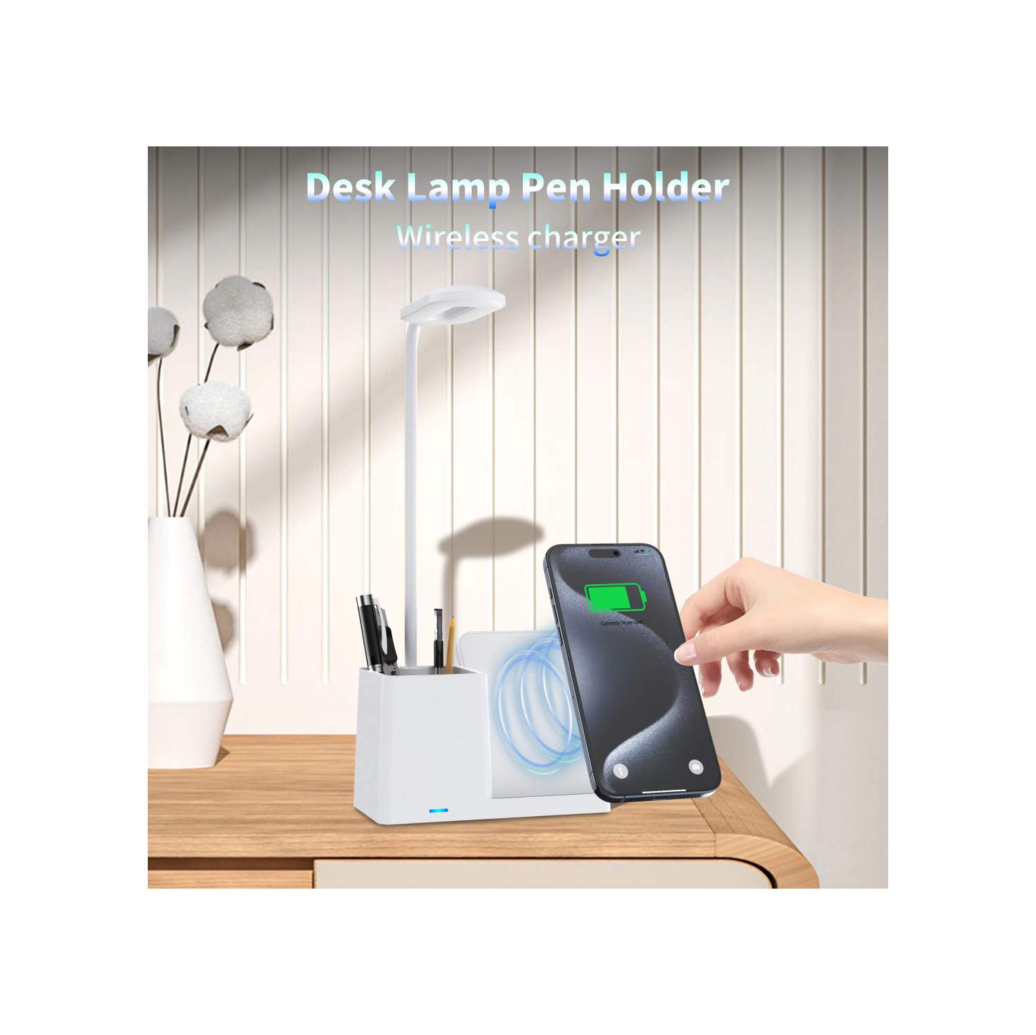 Desk lamp eye protection study multifunctional wireless fast charging, charger with pen holder, suitable for Apple charging 10W night light, LED