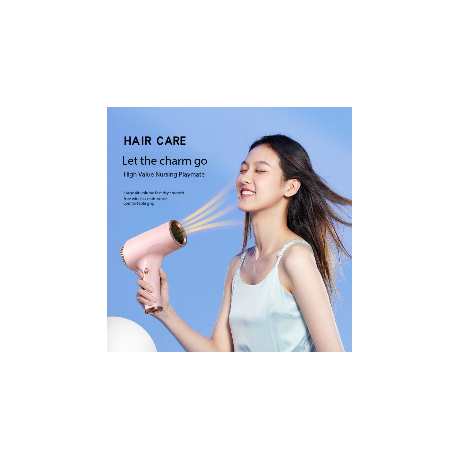 Wireless portable charging home hair salon negative ion quick-drying mini hair dryer USB charging low noise ion white with 2 power supply charging