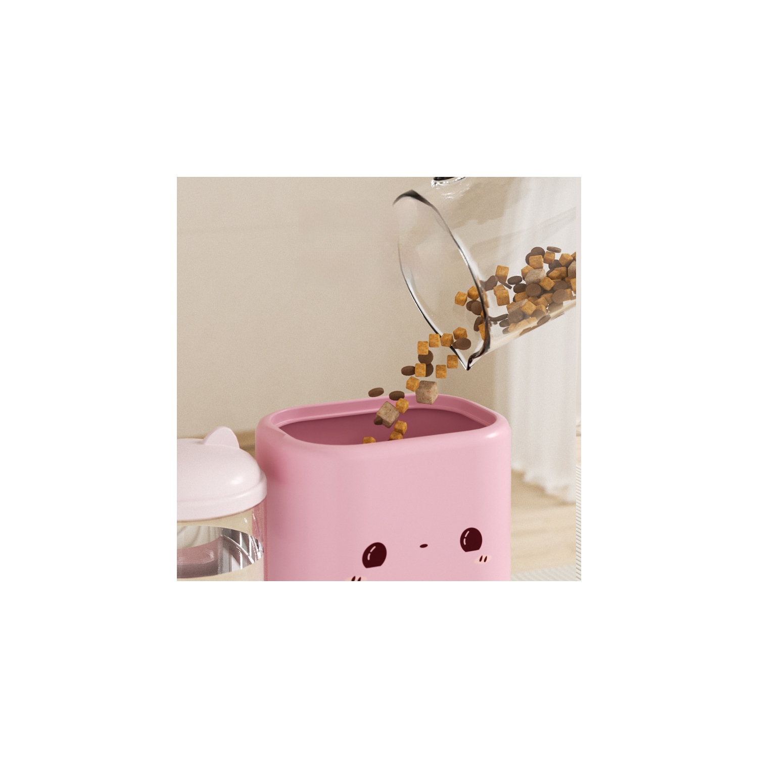 Cat drinking fountain, cute environmentally friendly automatic feeder, universal double bowl kettle food bowl for cats and dogs to prevent tipping,