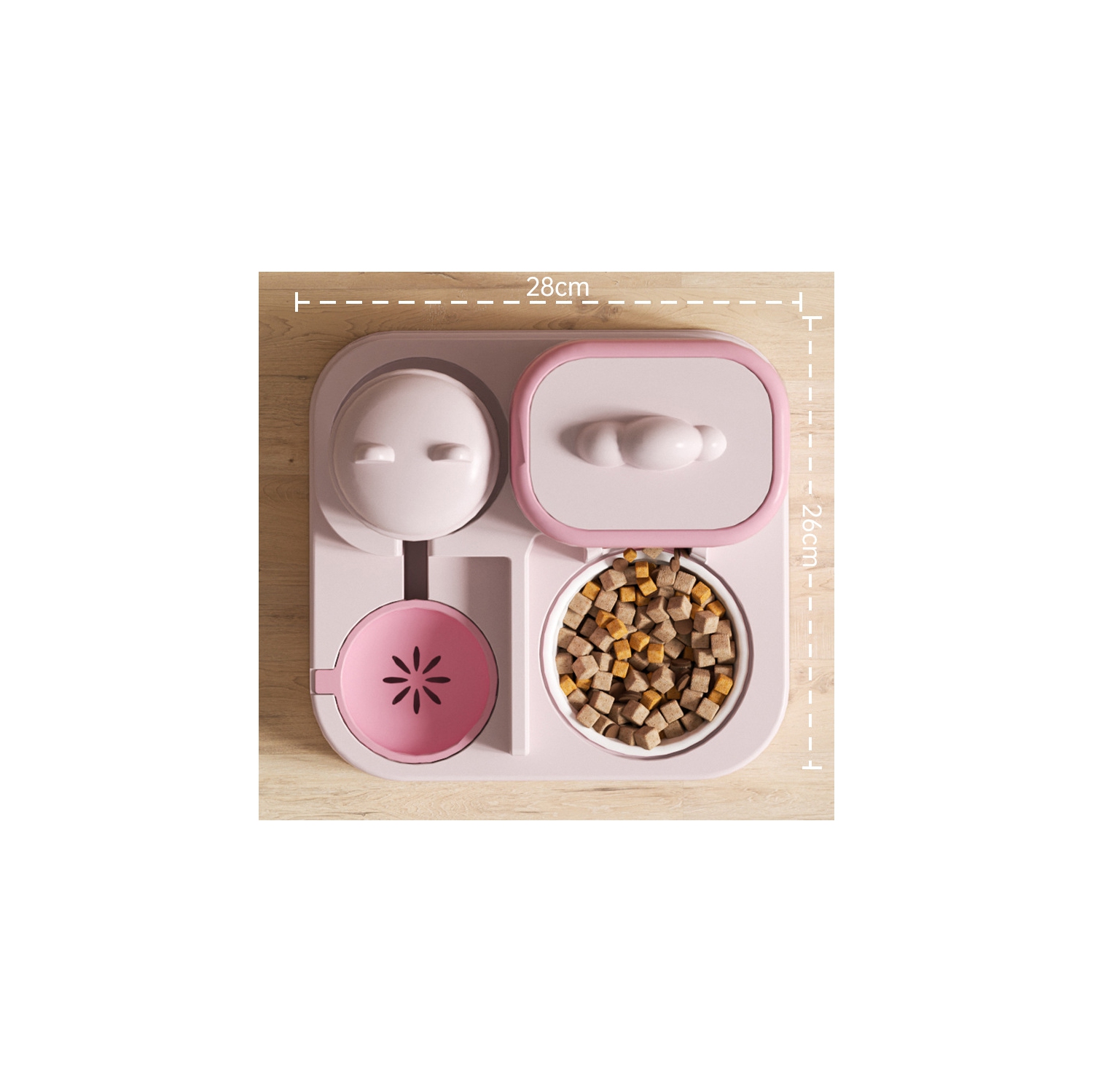 Cat drinking fountain, cute environmentally friendly automatic feeder, universal double bowl kettle food bowl for cats and dogs to prevent tipping