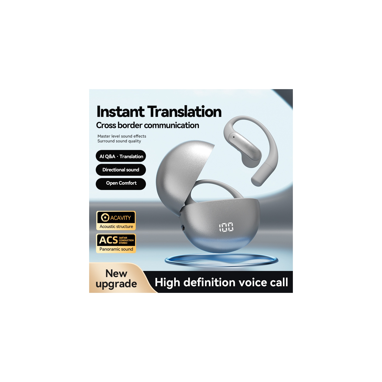M118AI translation headset, ultra-long battery life, power display, semi-in-ear Bluetooth headset, support 137 language translation, Bluetooth 5.4