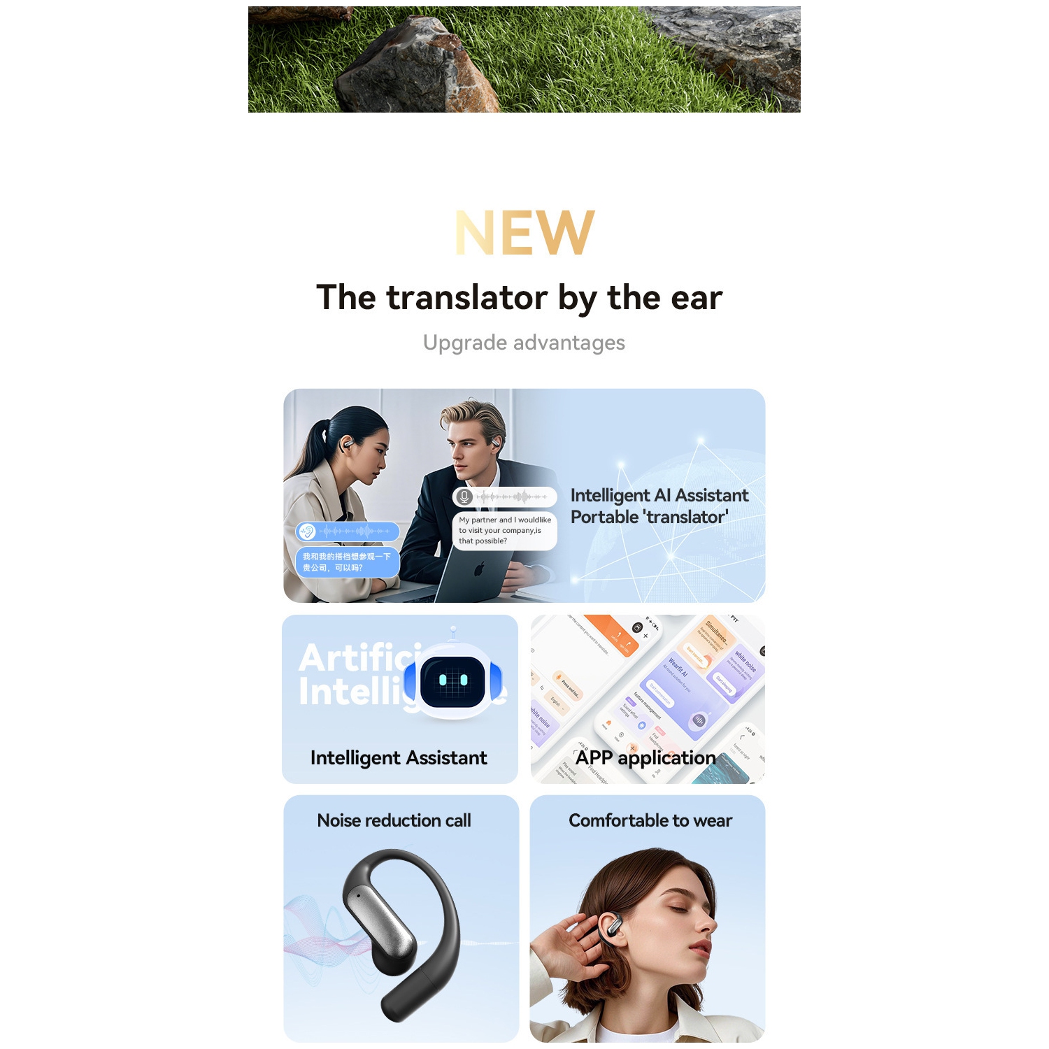 M118AI translation headset, ultra-long battery life, power display, semi-in-ear Bluetooth headset, support 137 language translation, Bluetooth 5.4