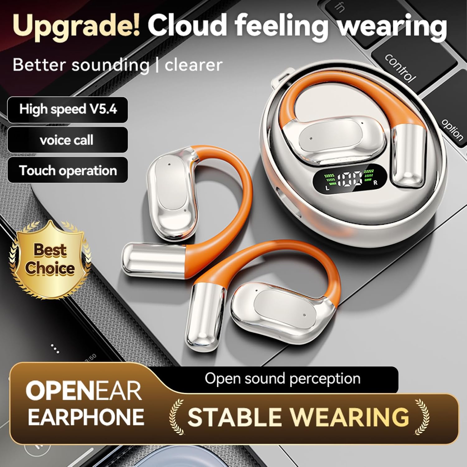 M113AI translation earphones with power display, semi-in-ear Bluetooth earphones, 3-in-1 wireless Bluetooth earphones translation device, Bluetooth