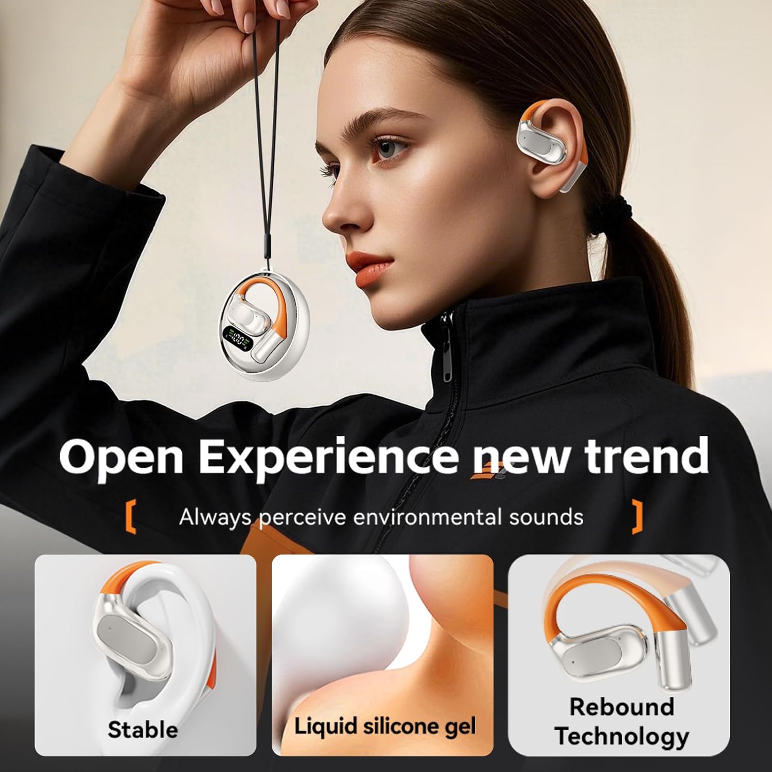 M113AI translation earphones with power display, semi-in-ear Bluetooth earphones, 3-in-1 wireless Bluetooth earphones translation device, Bluetooth