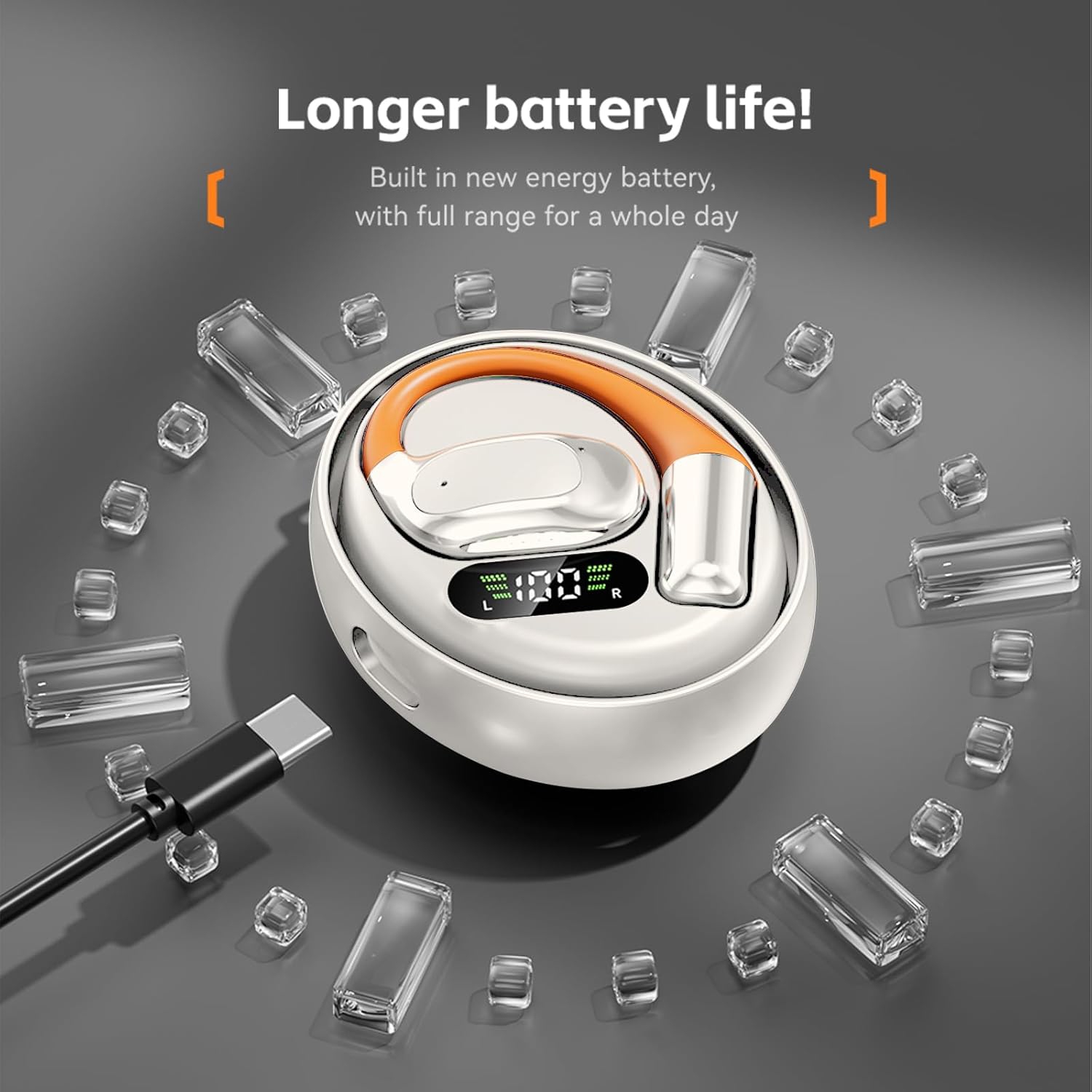 M113AI translation earphones with power display, semi-in-ear Bluetooth earphones, 3-in-1 wireless Bluetooth earphones translation device, Bluetooth