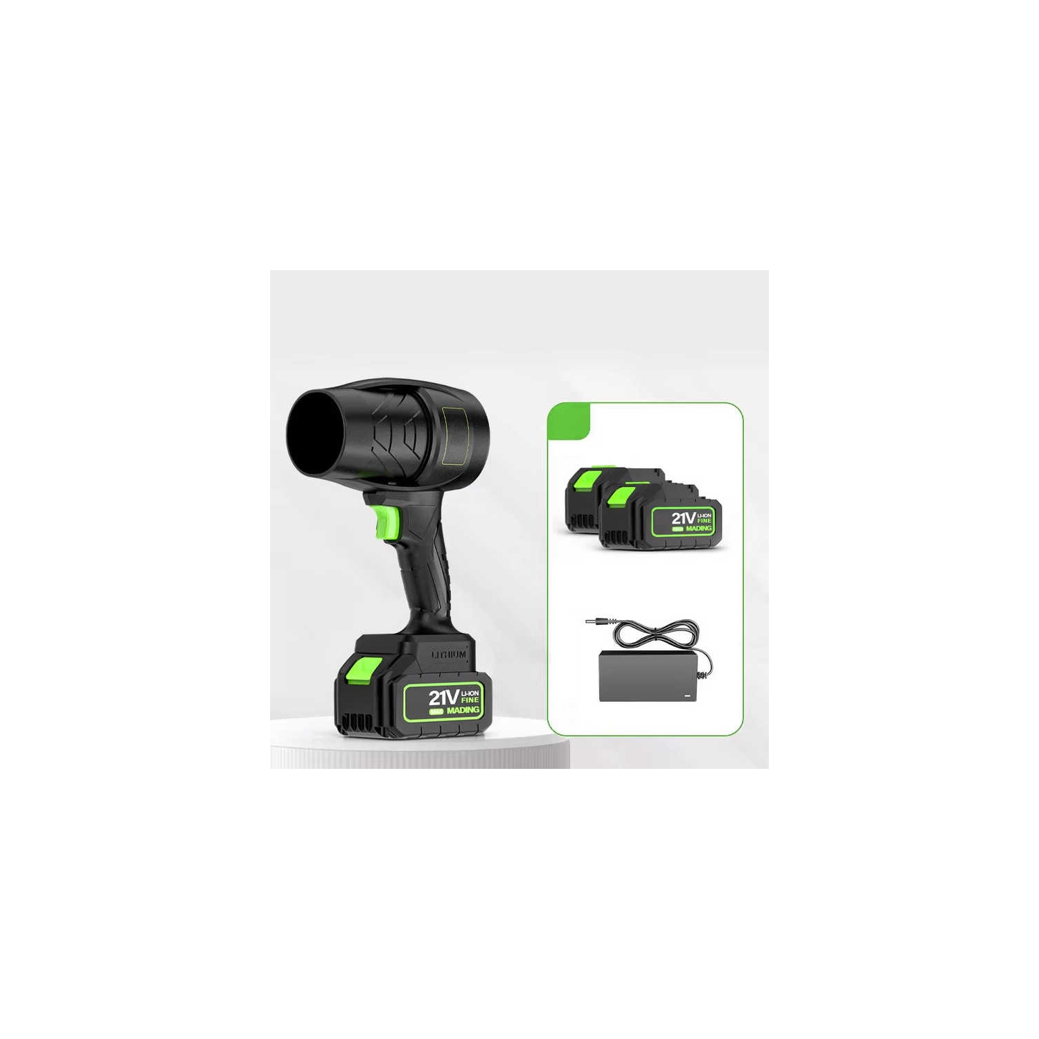 Souffleuse à feuilles sans fil, souffleuse à turbojet portative légère, réglage de vitesse continu, avec batterie et chargeur 21&nbsp;V, machine à