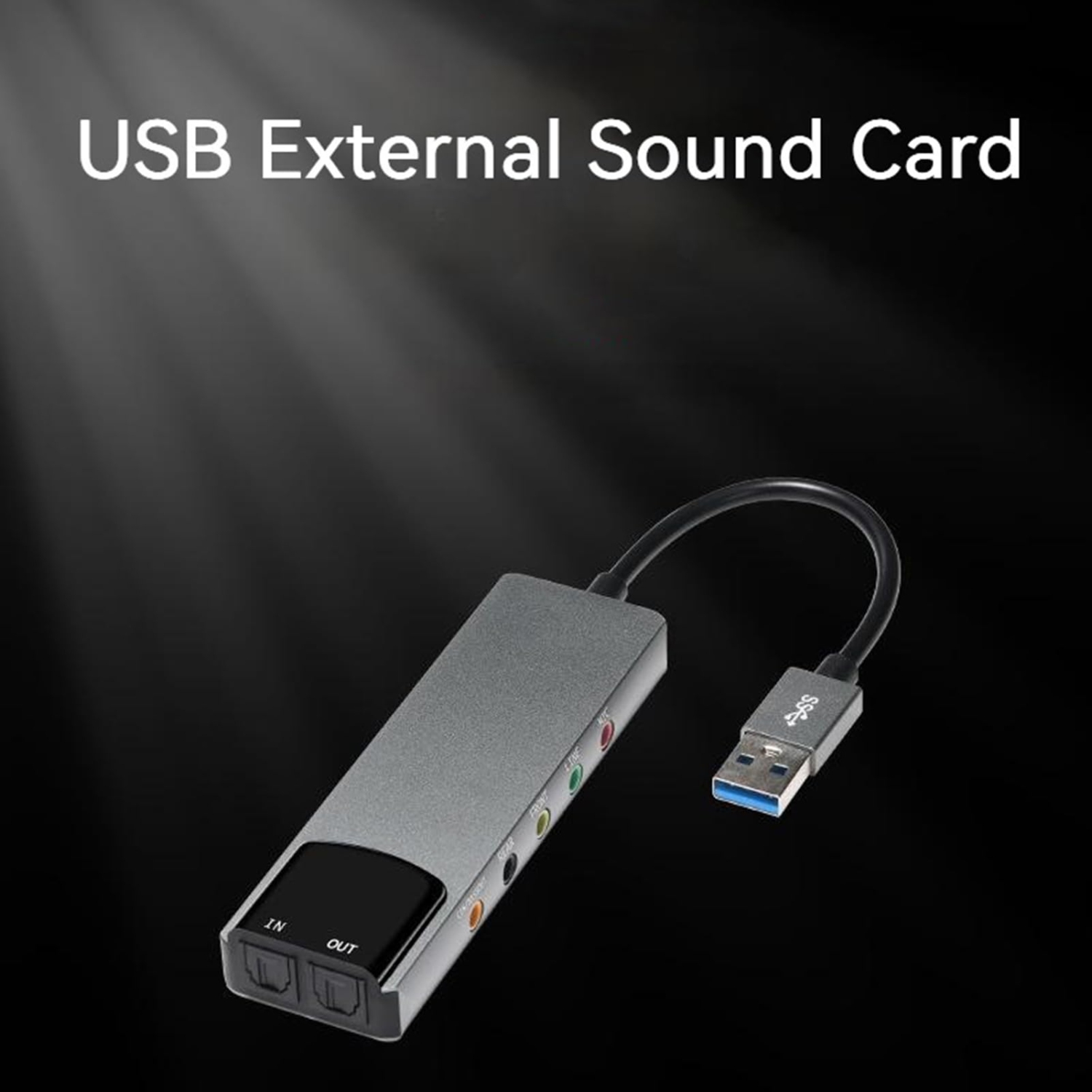 6 in 1 Computer Sound Card, 5.1 USB Sound Card, Multifunctional Audio Converter for Notebook, Aluminum Sound Card, Easy Installation