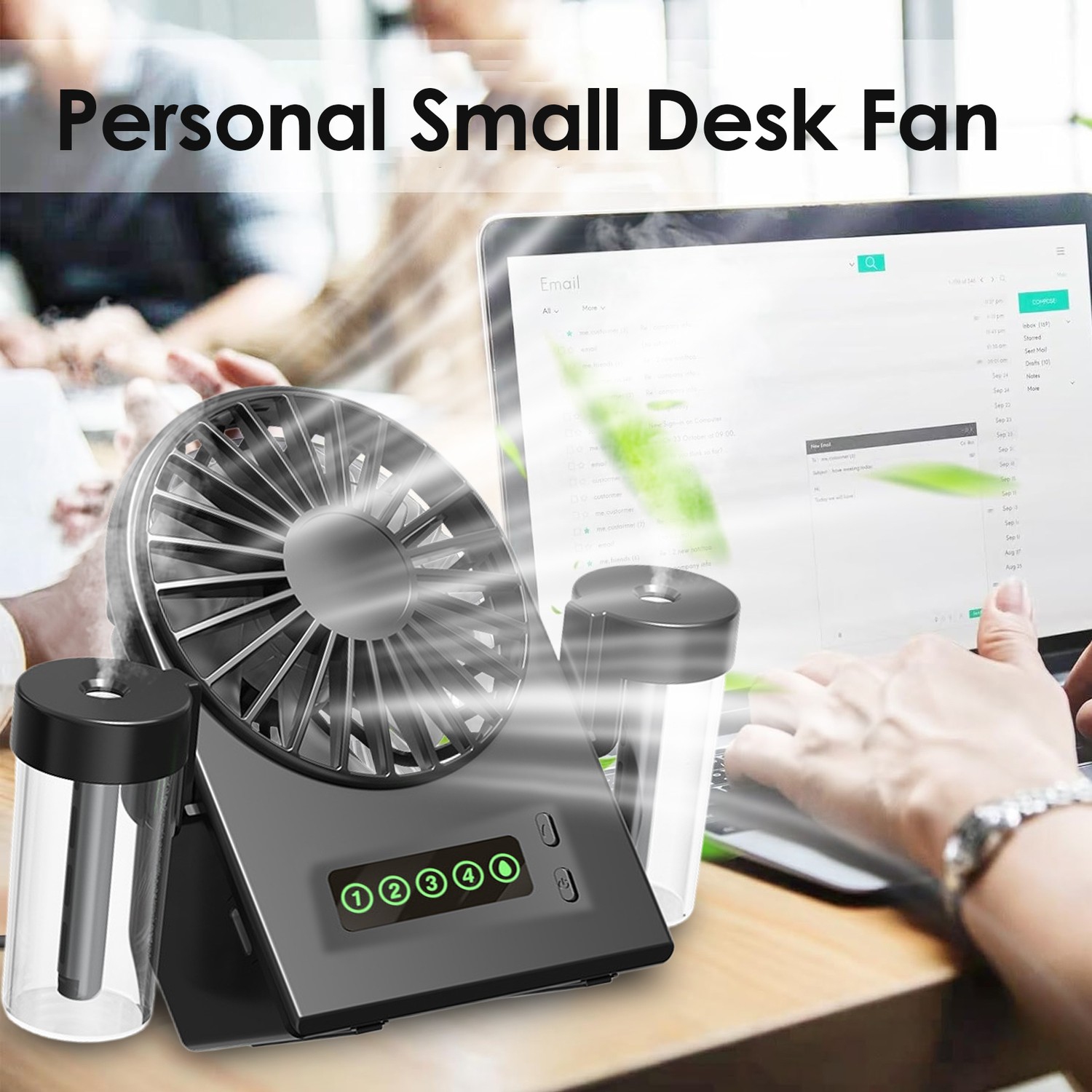 Mini Desktop Misting Fan, Portable Personal Humidifier Fan Suitable for Bedroom, Office